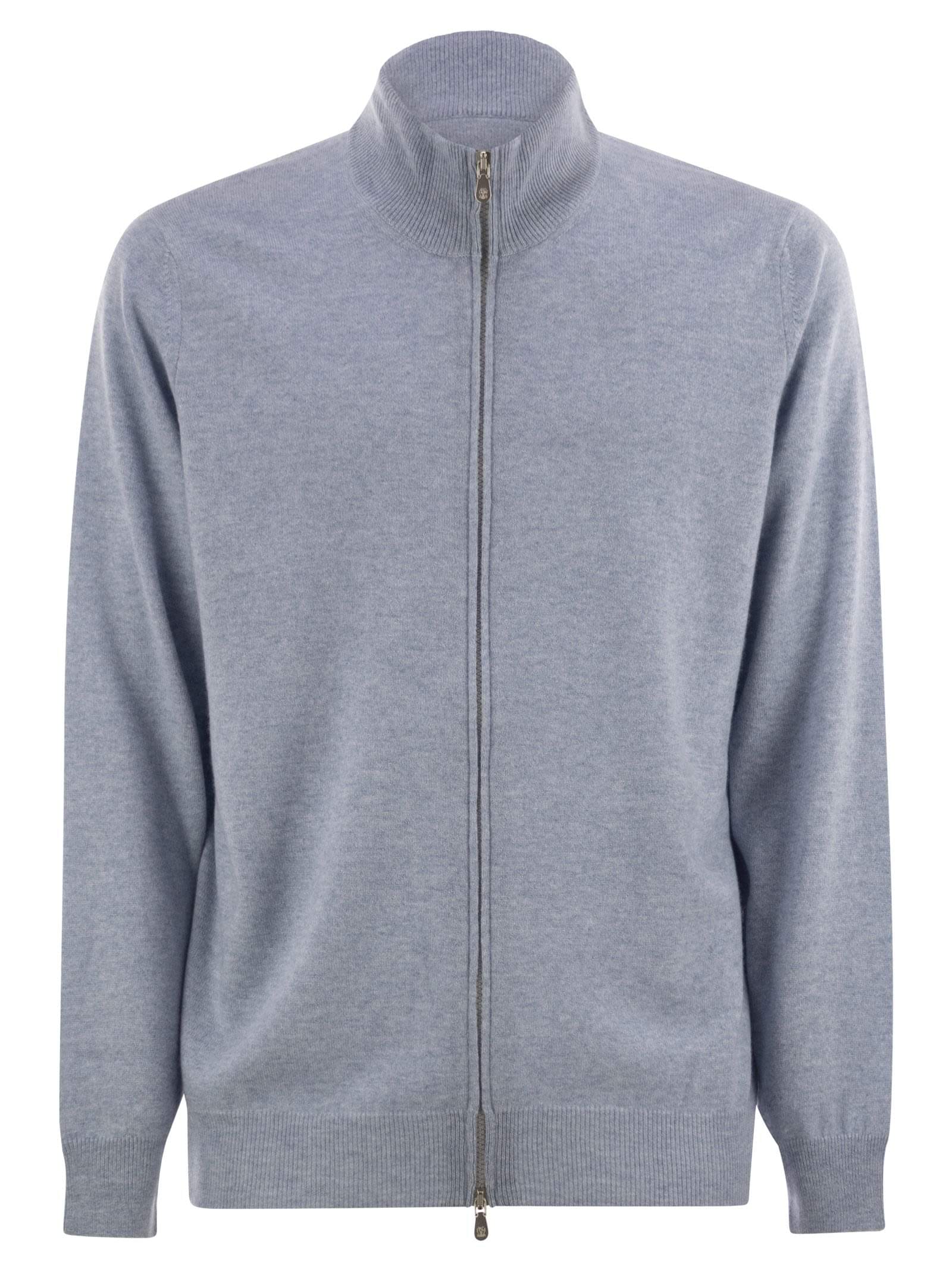 Brunello Cucinelli Men High-Necked Cashmere Cardigan With Zip