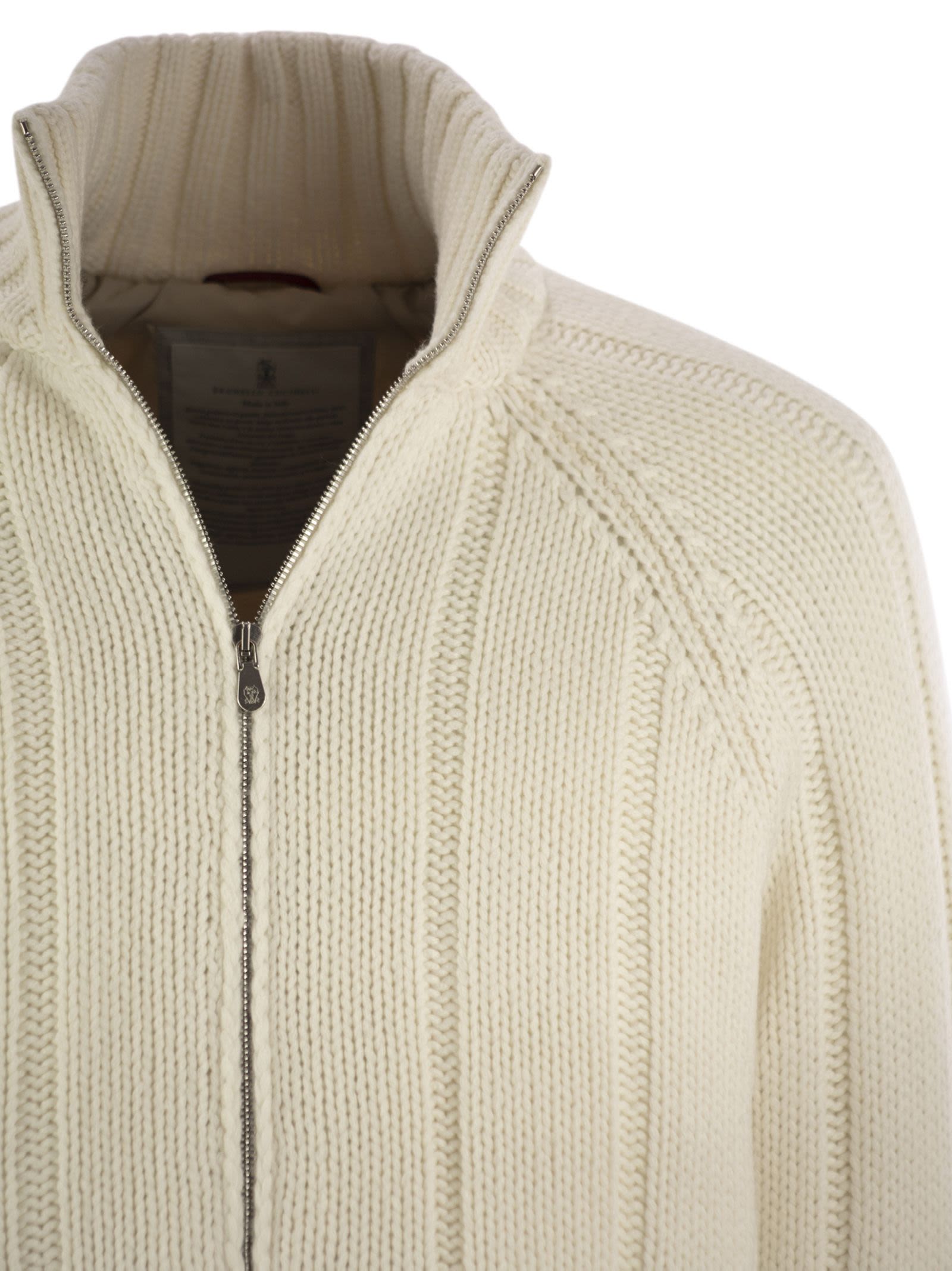 Brunello Cucinelli Men Cashmere Knit Down Jacket With Zip