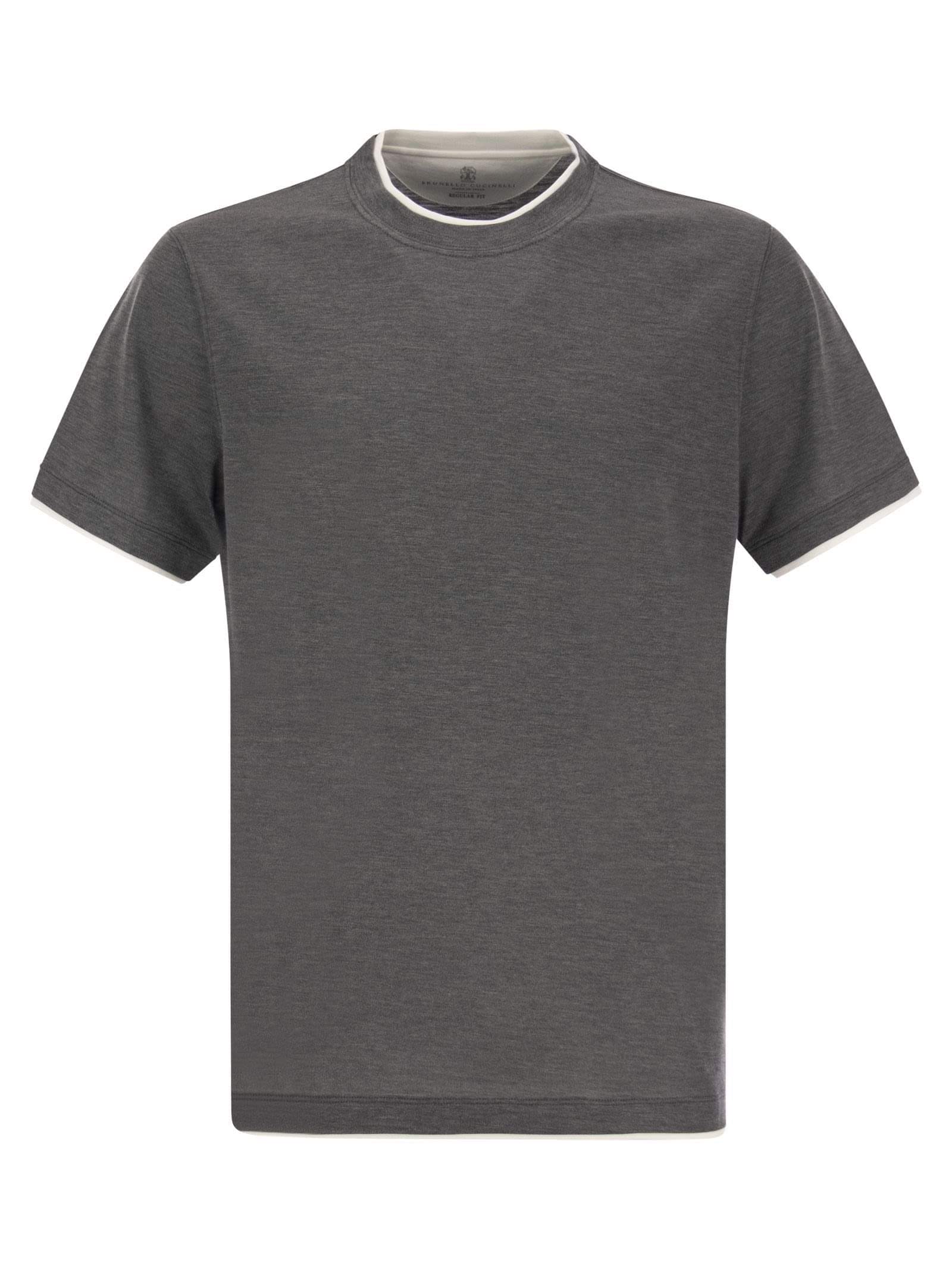 Brunello Cucinelli Men Silk And Cotton T-Shirt