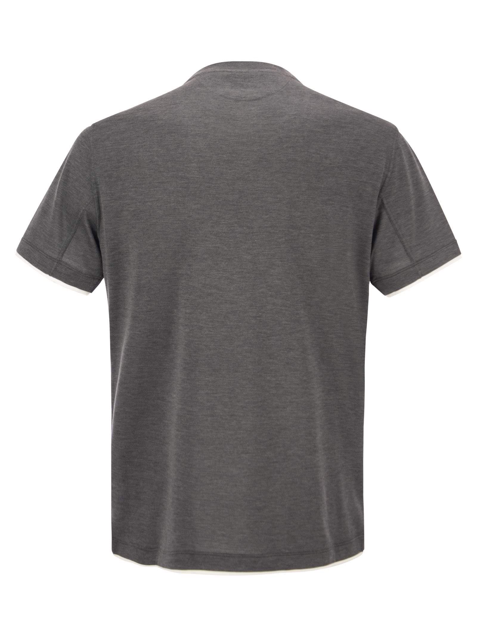 Brunello Cucinelli Men Silk And Cotton T-Shirt