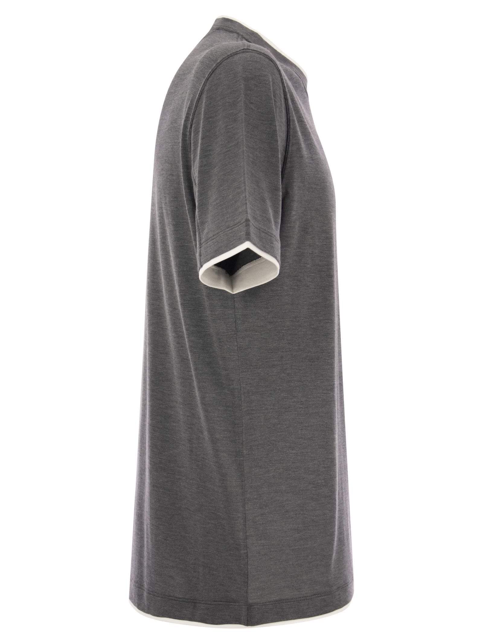 Brunello Cucinelli Men Silk And Cotton T-Shirt