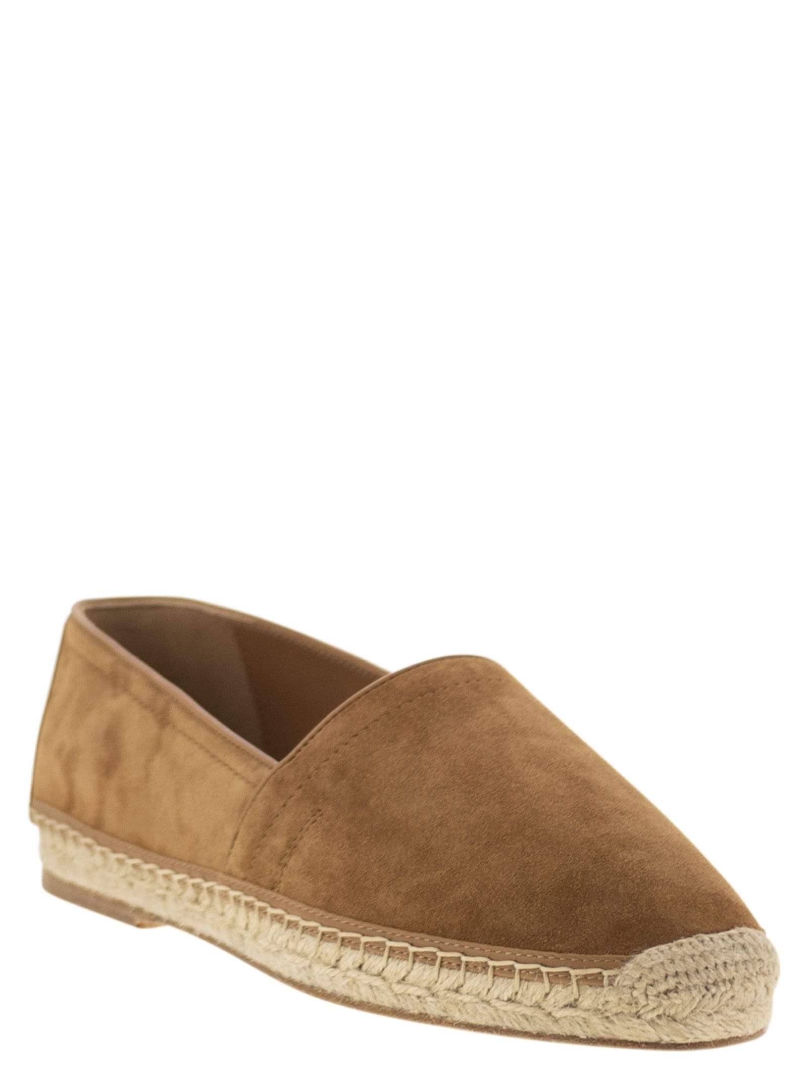 Brunello Cucinelli Men Washed Suede Espadrilles With Beading