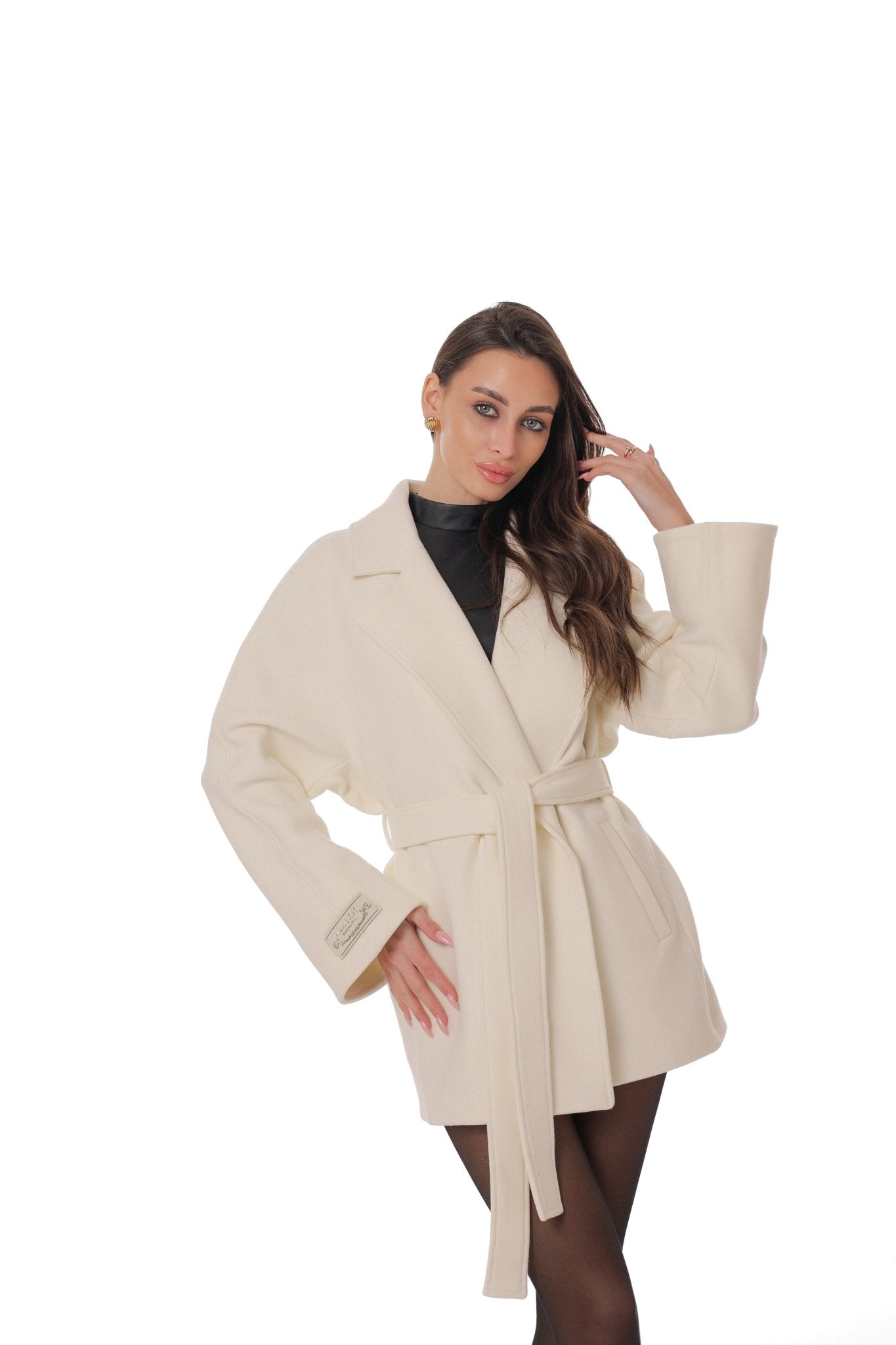Astoria Midi Cashmere Wool Blend Coat in Ivory - Overture Gifts