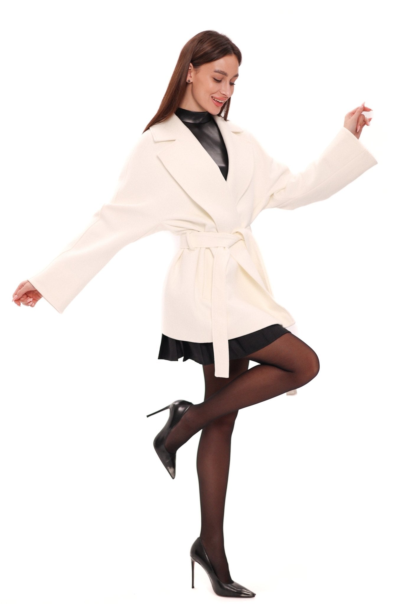 Astoria Midi Cashmere Wool Blend Coat in Ivory - Overture Gifts