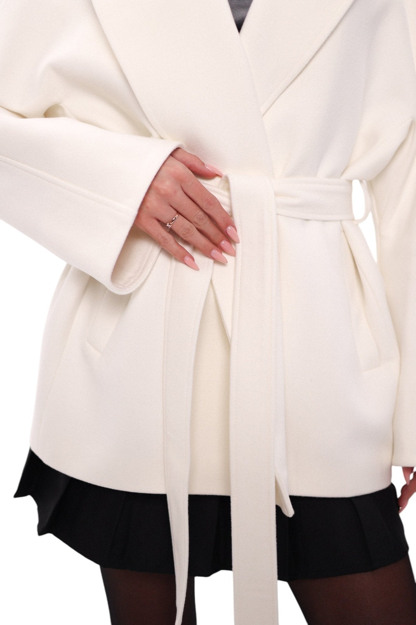 Astoria Midi Cashmere Wool Blend Coat in Ivory - Overture Gifts