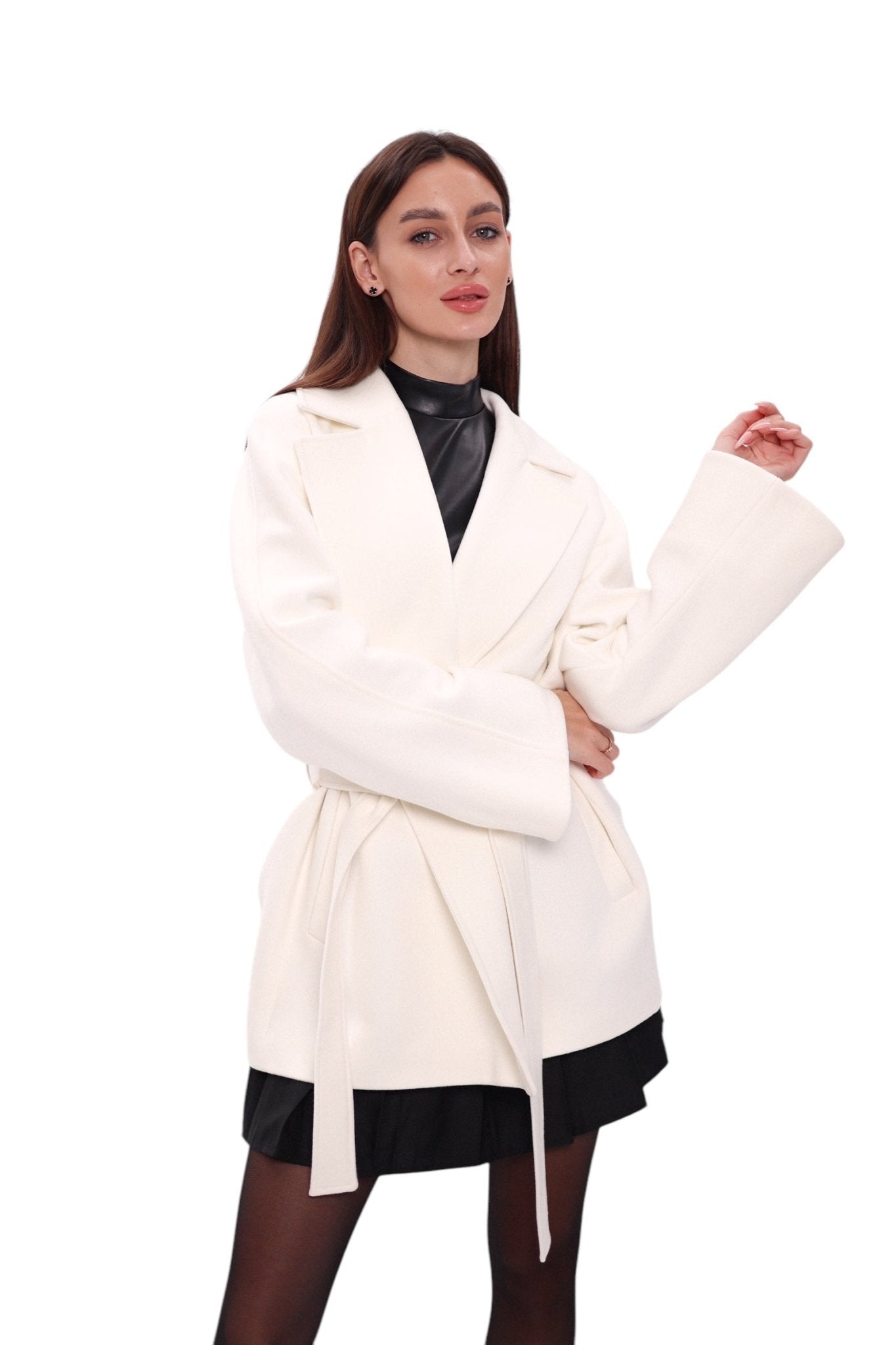 Astoria Midi Cashmere Wool Blend Coat in Ivory - Overture Gifts