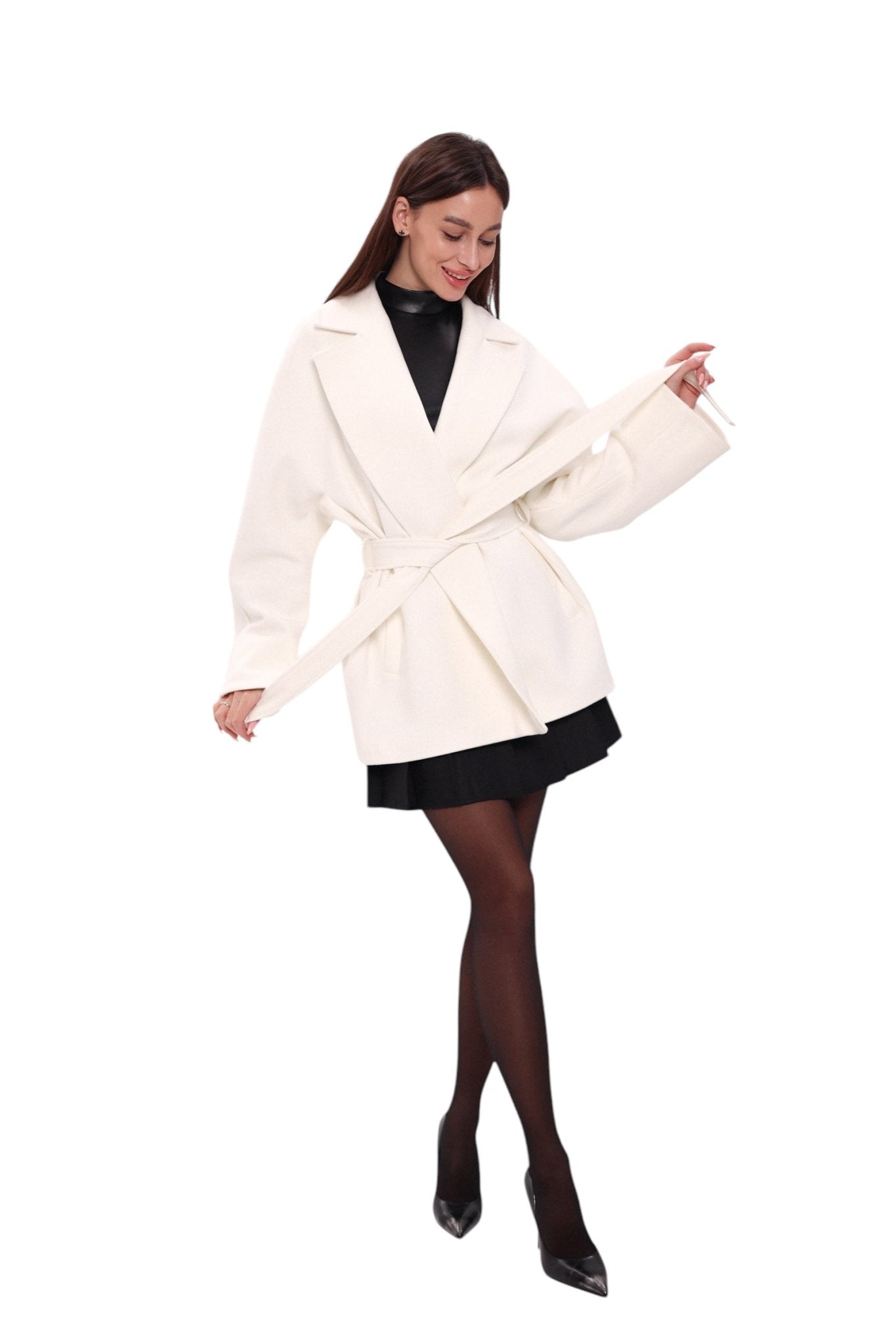 Astoria Midi Cashmere Wool Blend Coat in Ivory - Overture Gifts