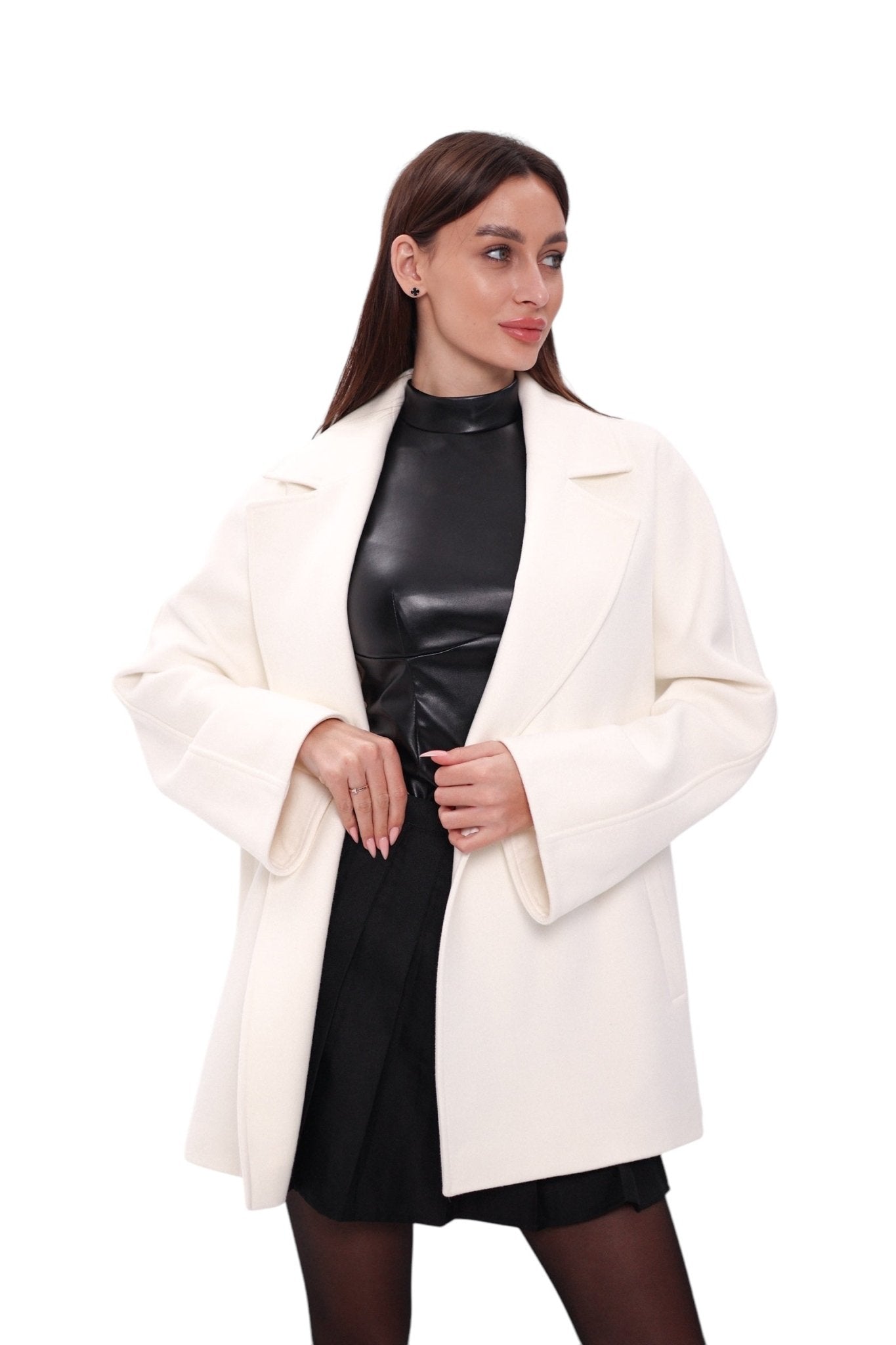 Astoria Midi Cashmere Wool Blend Coat in Ivory - Overture Gifts