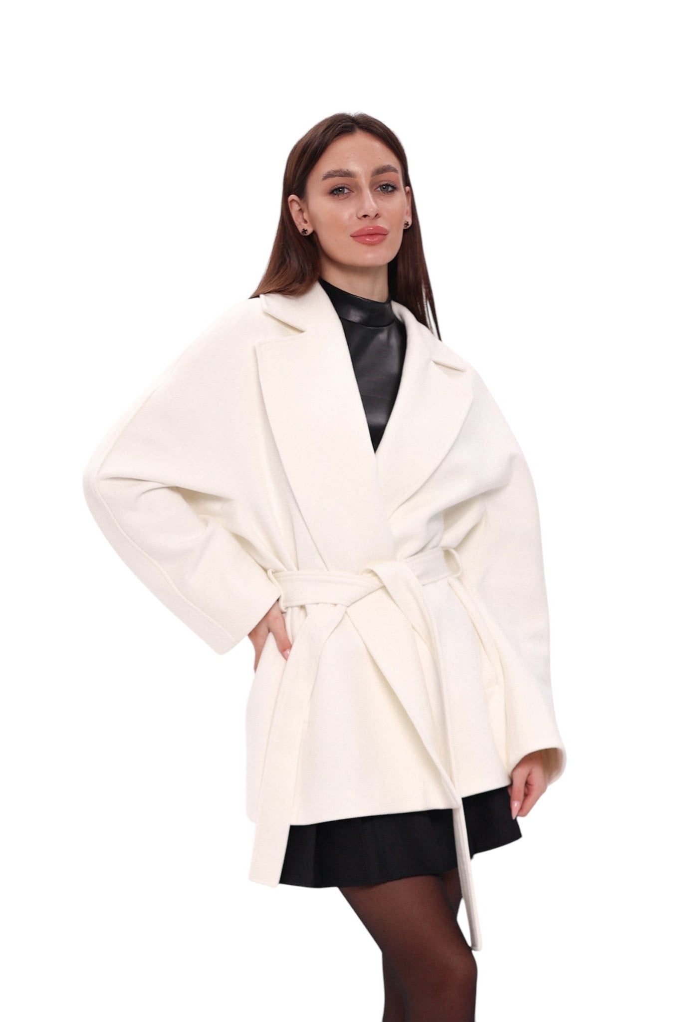 Astoria Midi Cashmere Wool Blend Coat in Ivory - Overture Gifts