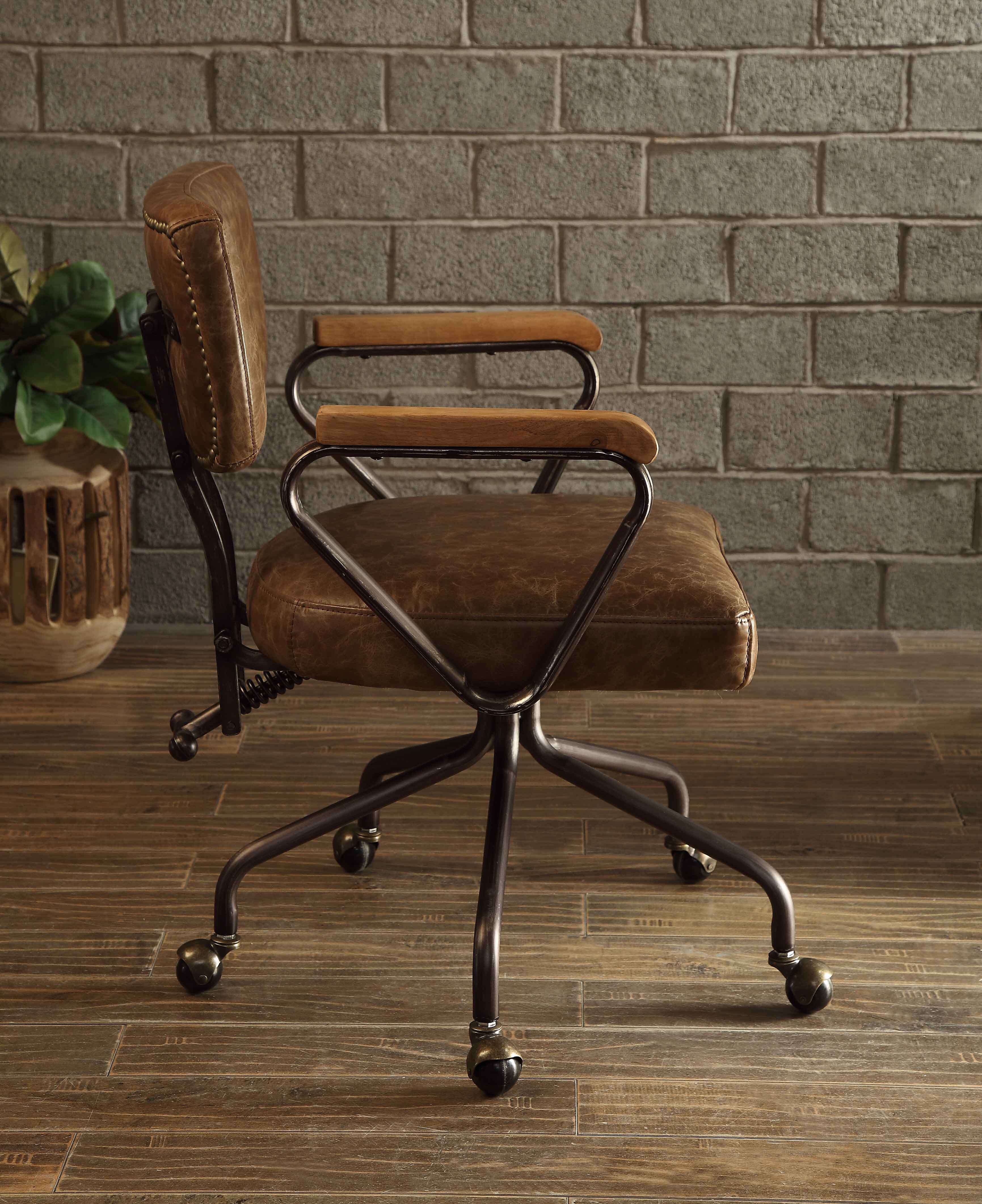 Hallie Vintage Whiskey Top Grain Leather Office Chair