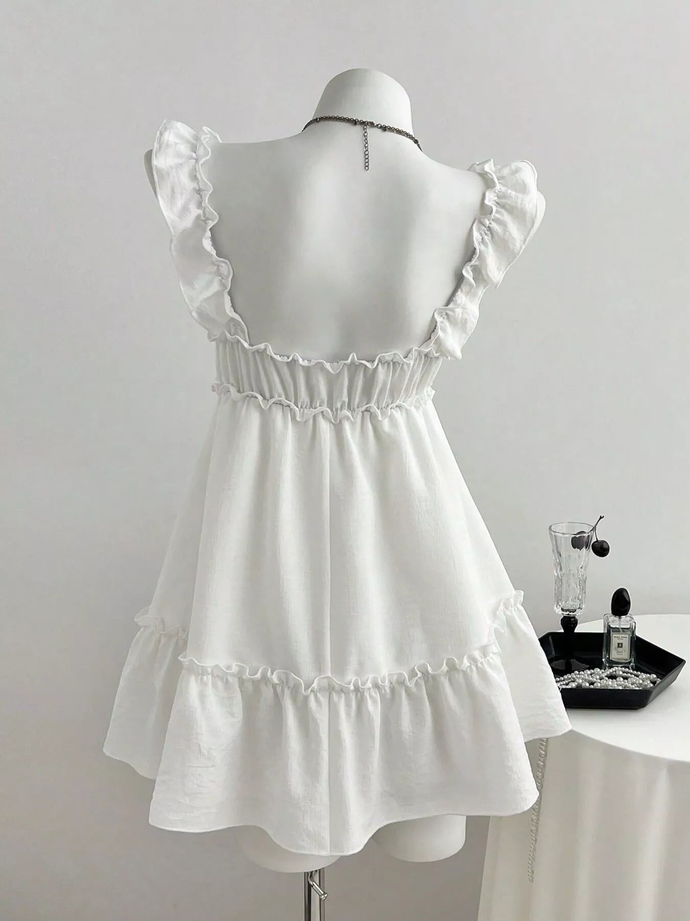 Frill Tie Front Mini Dress