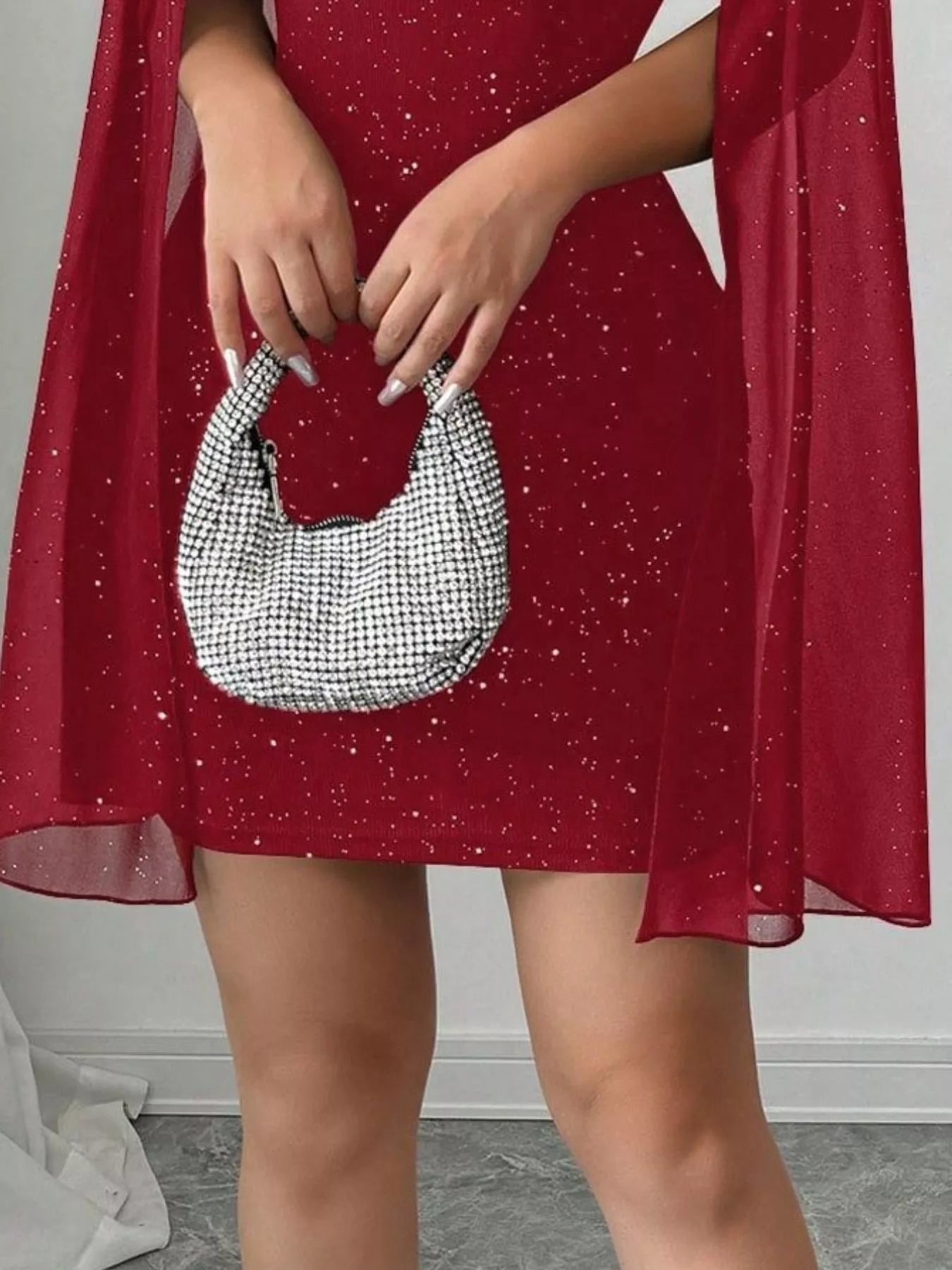 Cutout Bodycon Mini Dress with Cape Sleeves