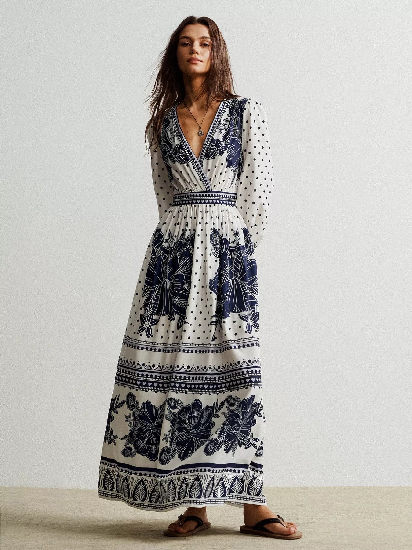 Floral Print Long Sleeve Maxi Dress