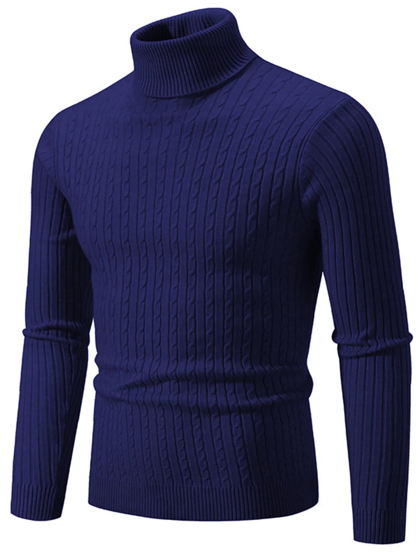 Men's Plus Size Ribbed Turtleneck Long Sleeve Sweater