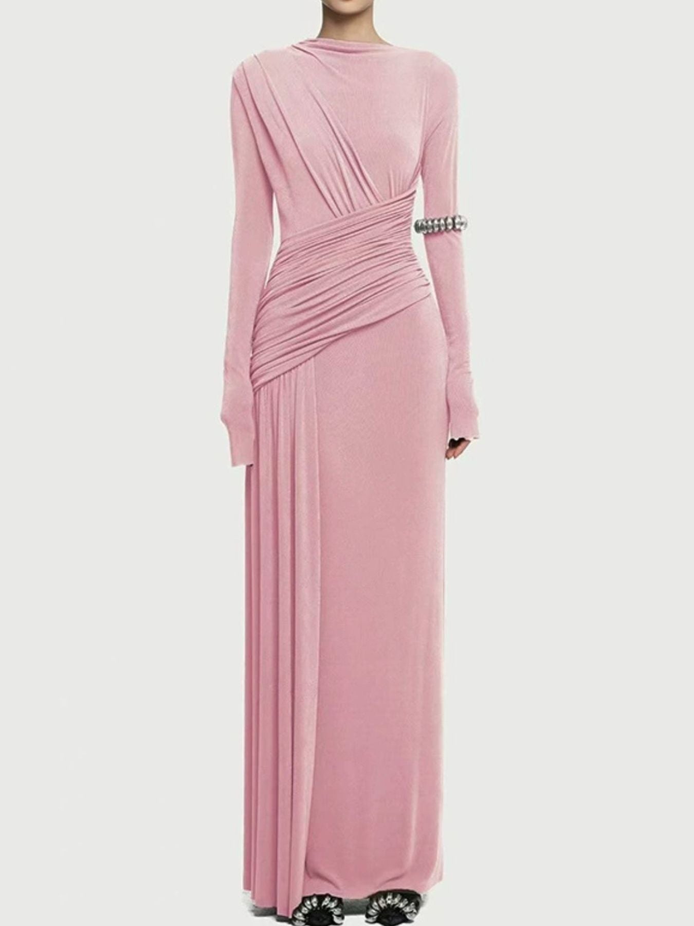 Ruched Long Sleeve Maxi Dress