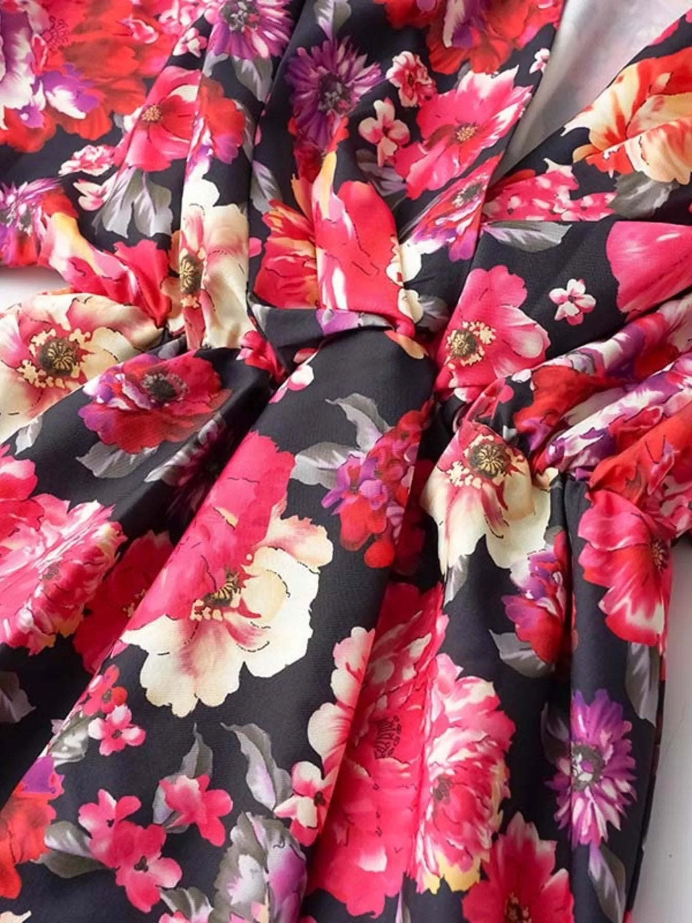 Floral Print Layered Ruffle Hem Mini Dress