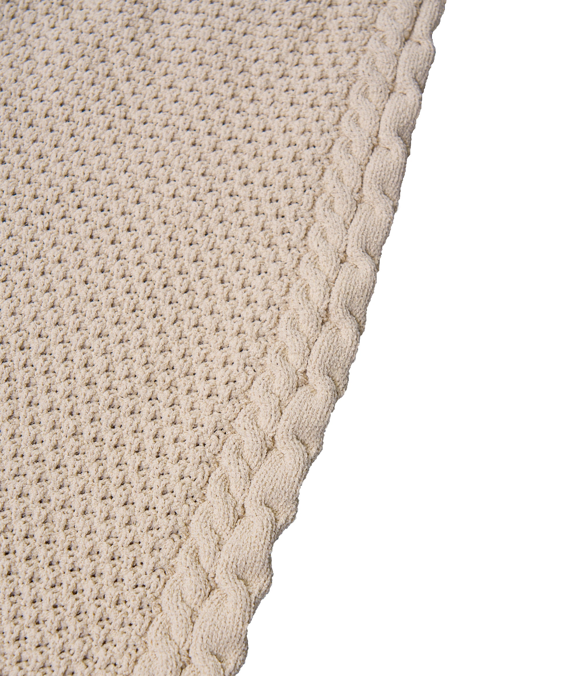Cable Knit Wool Sweater — Relaxed Fit, Beige