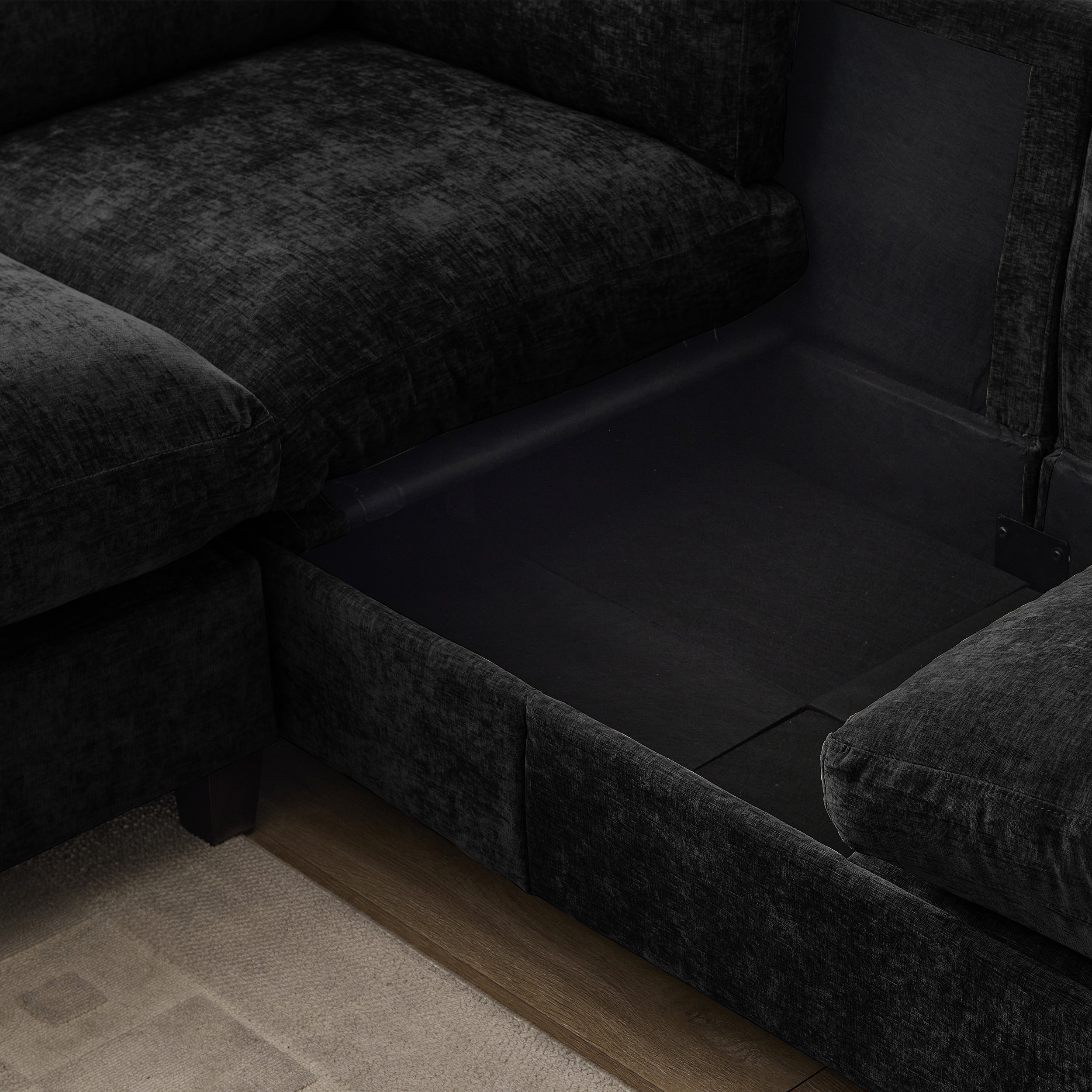 96.5" Sectional Couch for Living Room, Upholstered Soft Chenille Fabric Sofa