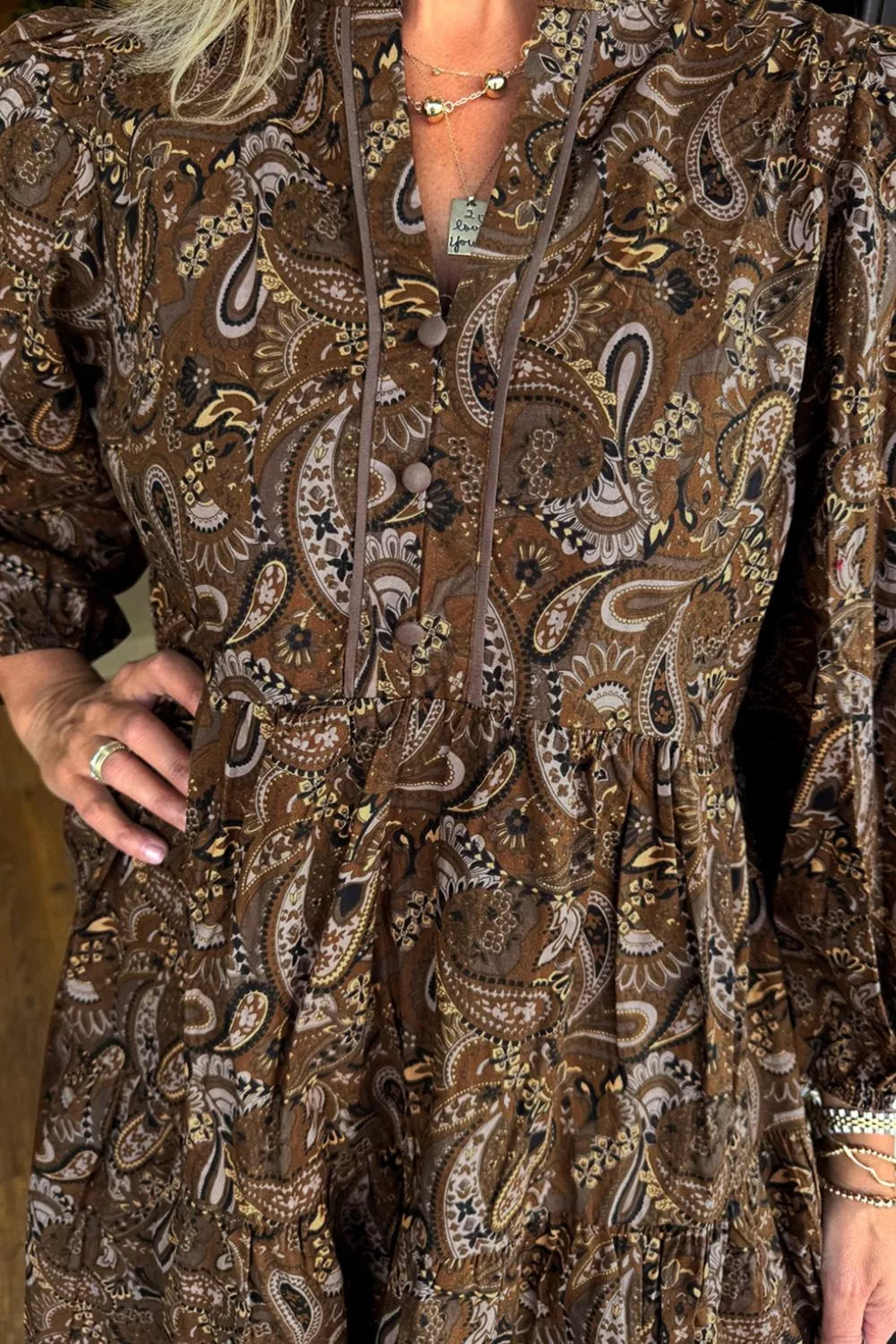 Paisley Print Notched Mini Dress