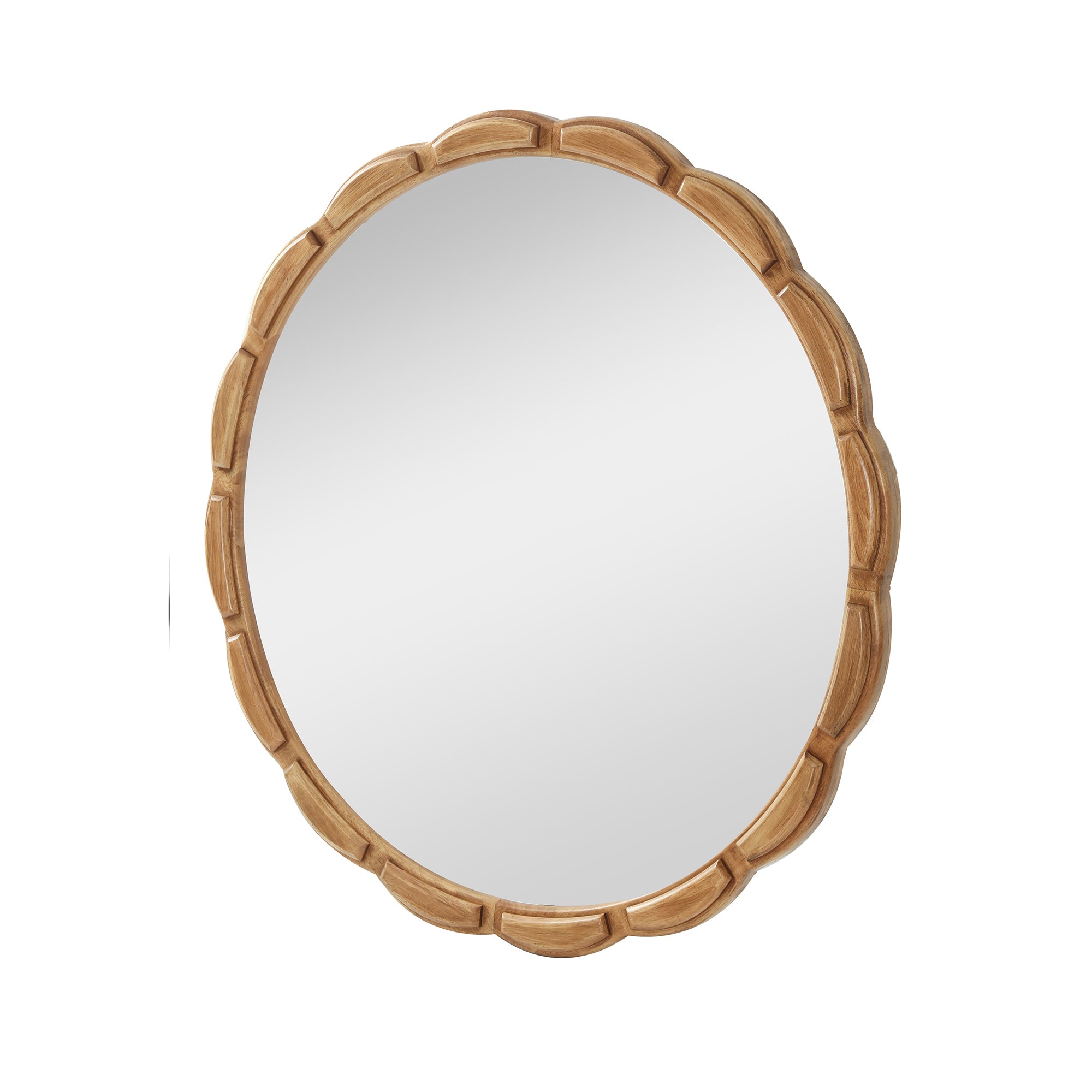 Round Solid Wood Wall Mirror - 31.5" Rustic Farmhouse