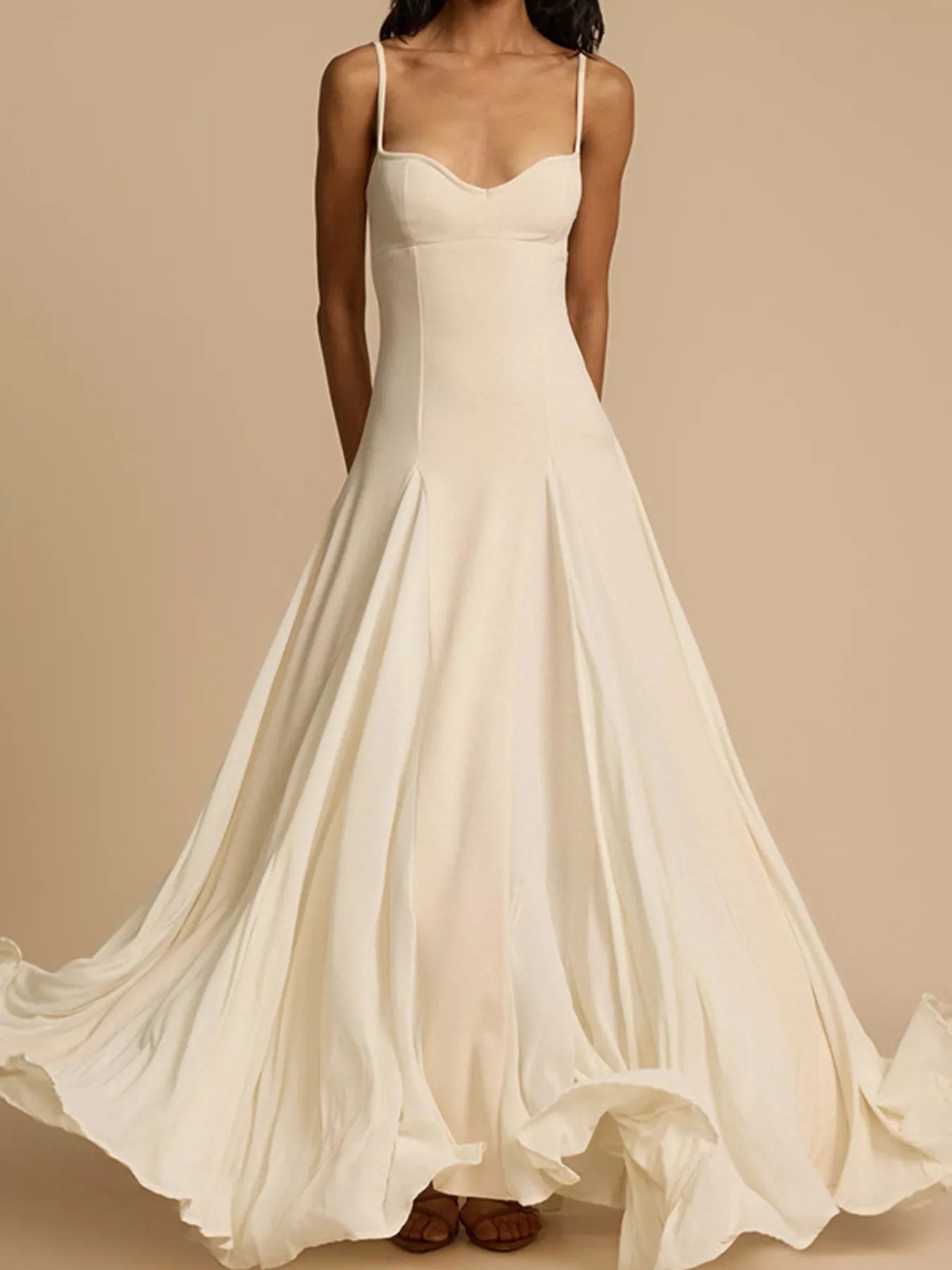 Sweetheart Neck Spaghetti Strap Flowy Maxi Dress