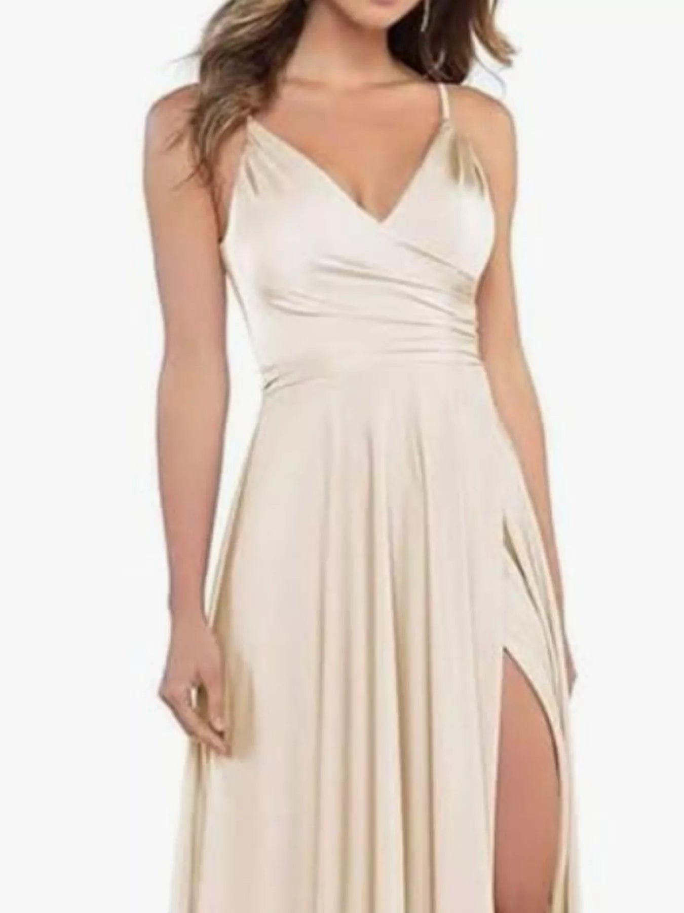 Ruched Slit Maxi Cami Dress
