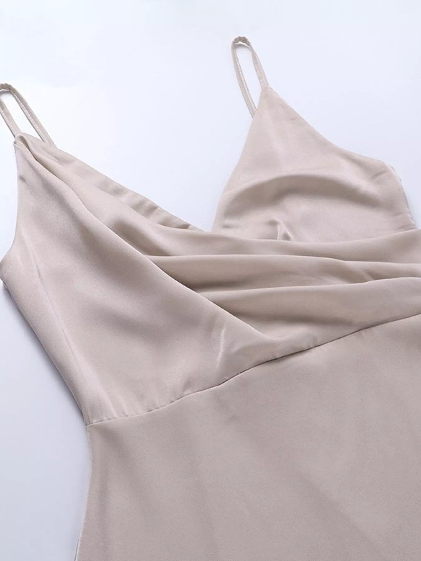 Ruched Slit Spaghetti Strap Dress