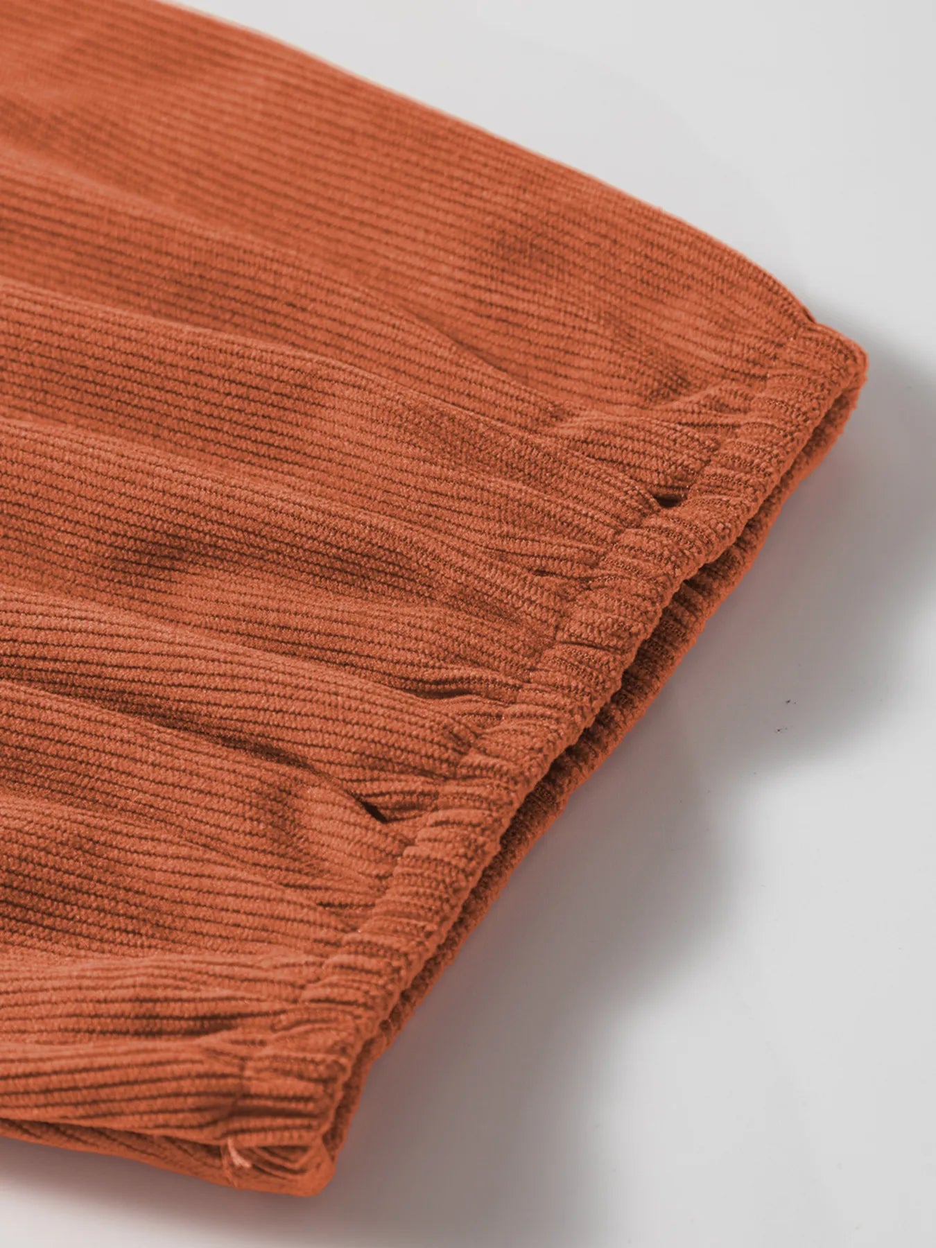 Split Neck Scallop Detail Corduroy Mini Dress
