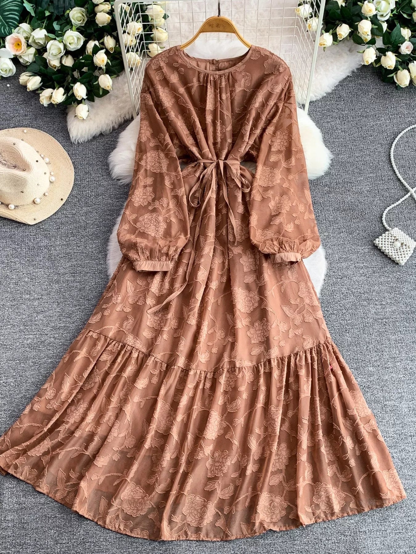 Tie Waist Long Sleeve Dress
