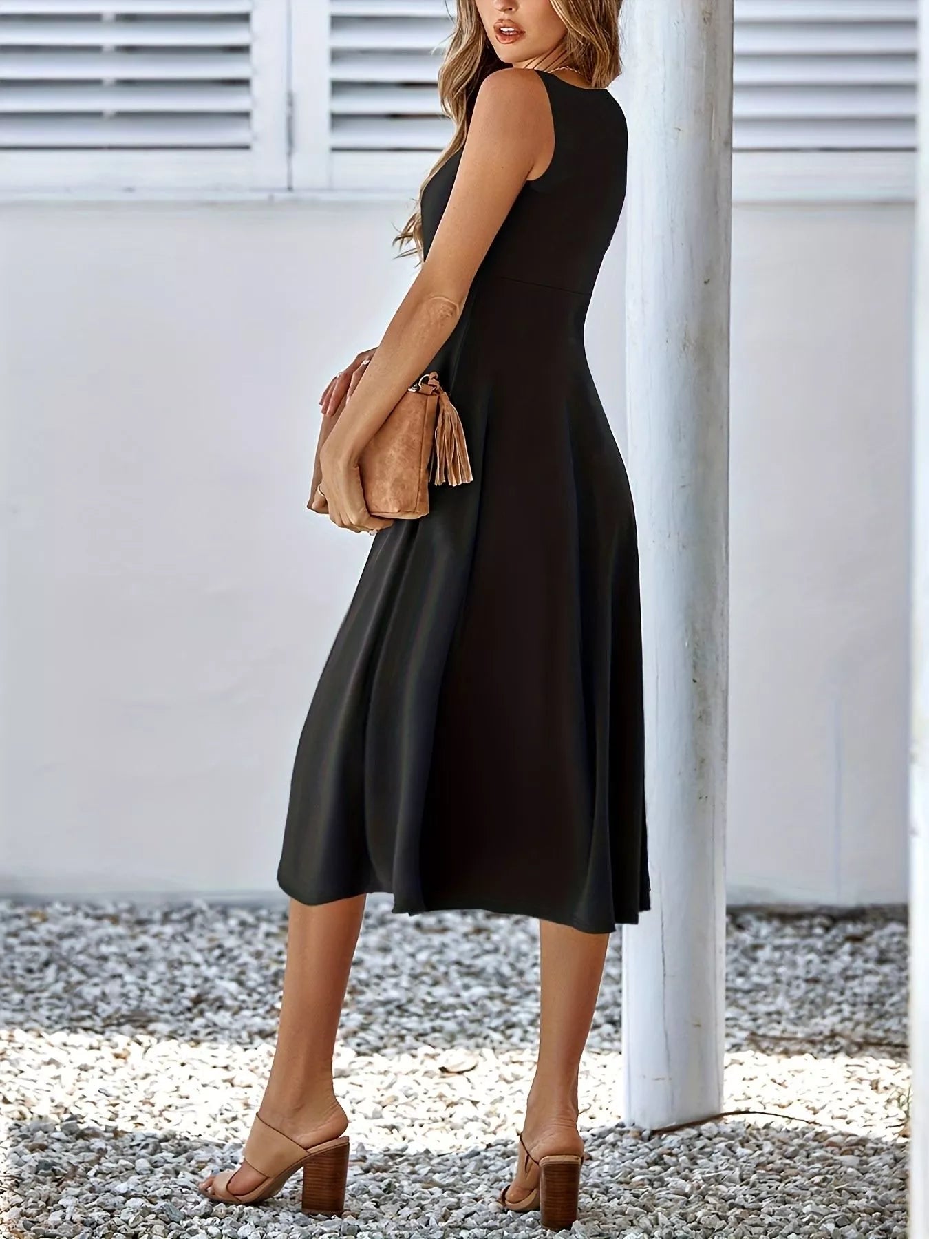 Sleeveless A-Line Midi Dress