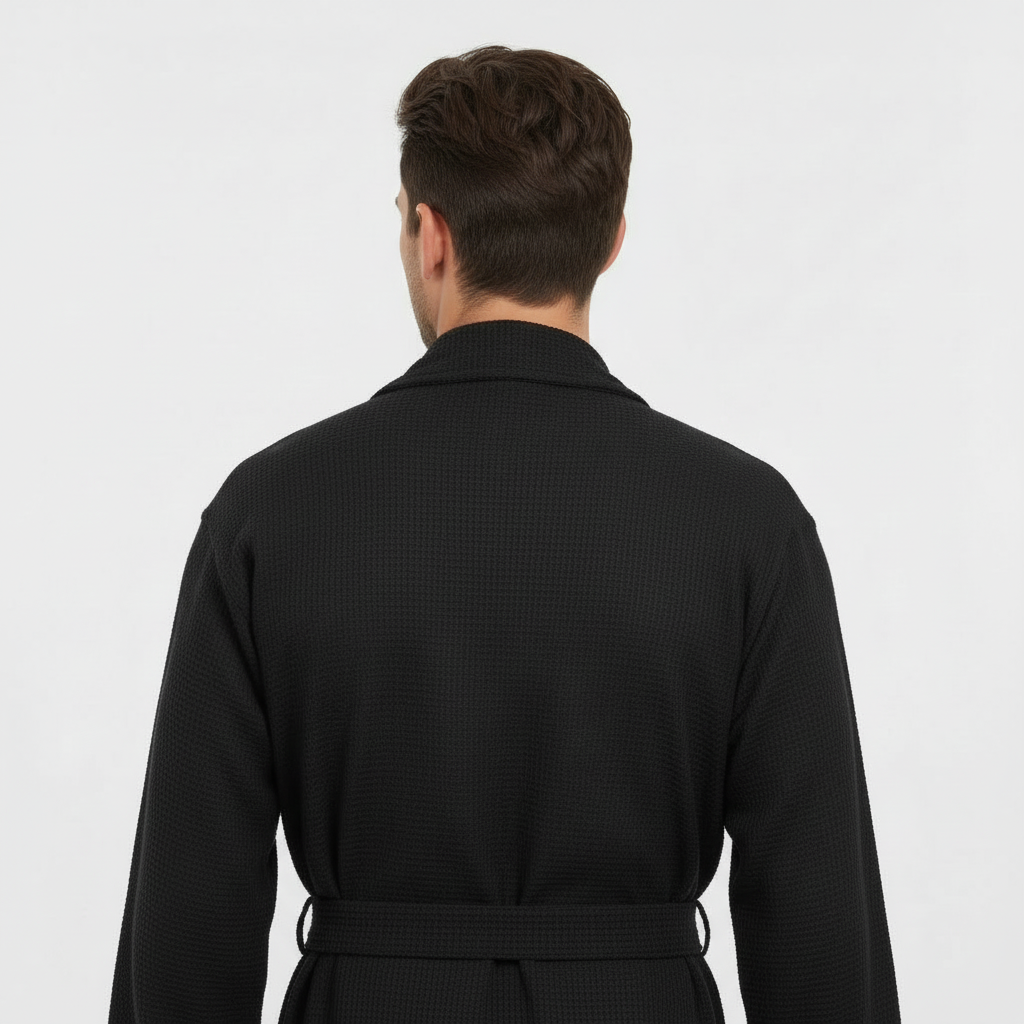 Waffle Spa Bathrobe for Men - Absorbent, Lightweight