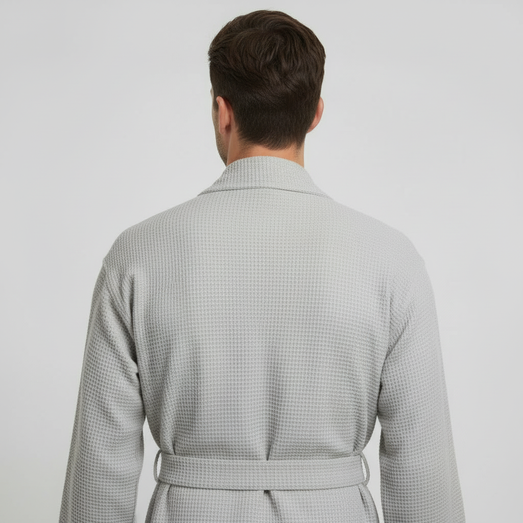 Waffle Spa Bathrobe for Men - Absorbent, Lightweight
