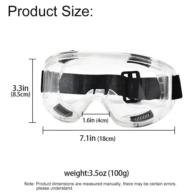 Safety Antifog Protective Goggles Safe Anti-Splash Wind-Proof Work Glasses Industrial Research Lab Cycling Riding Clear Goggles