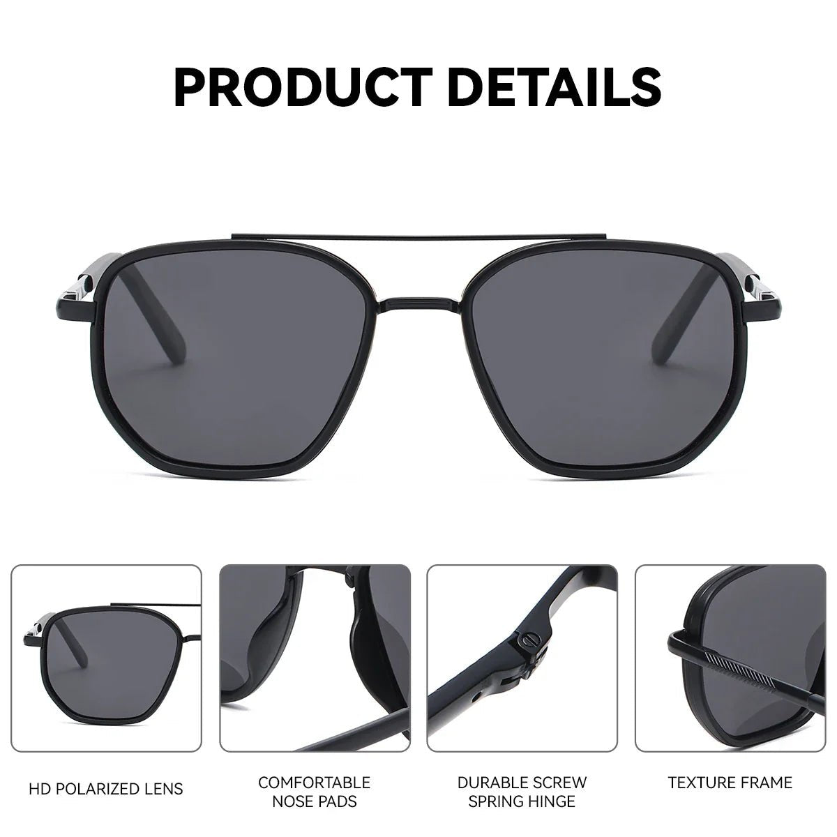 BARCUR Fashionable Trendy Polarized Sunglasses Polygon Frame with Delicate Thickened Striped Design – TAC Lens UV400 Protection for Driving and Outdoor Activities Women’s Fashion Sunglasses for Summer - Overture Gifts