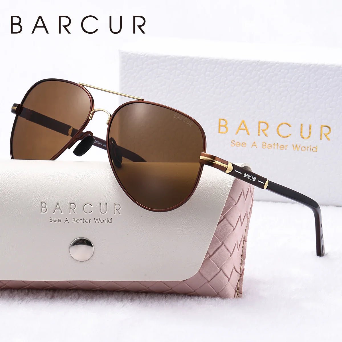 BARCUR Oversize Polarized Sunglasses for Women Trendy Double Beam Design Metal Elliptical Frame with UV400 Protection Fashionable Sun Glasses for Summer Outdoor & Daily Wear - Overture Gifts