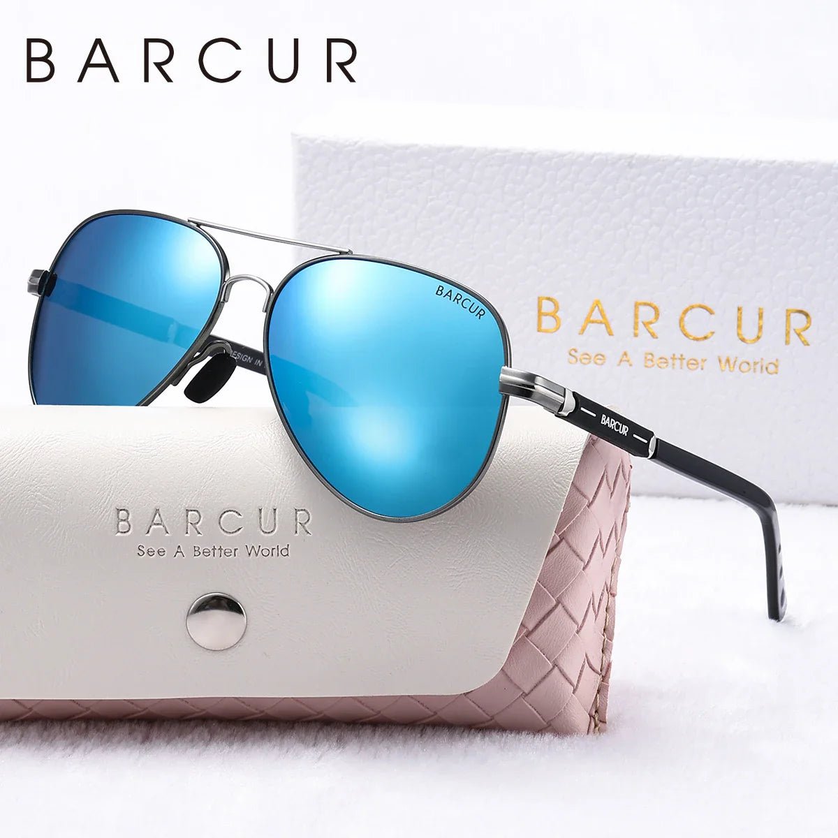 BARCUR Oversize Polarized Sunglasses for Women Trendy Double Beam Design Metal Elliptical Frame with UV400 Protection Fashionable Sun Glasses for Summer Outdoor & Daily Wear - Overture Gifts