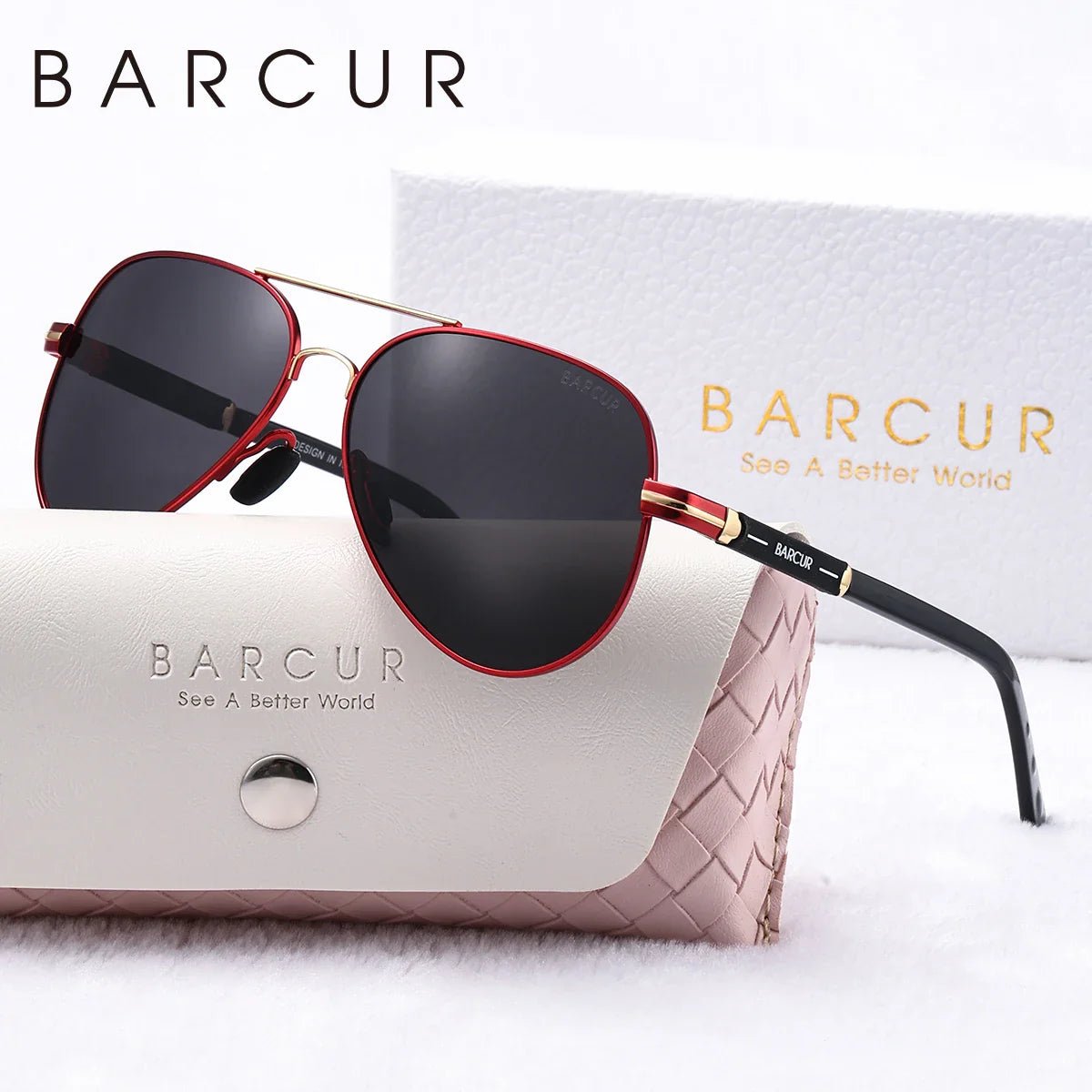 BARCUR Oversize Polarized Sunglasses for Women Trendy Double Beam Design Metal Elliptical Frame with UV400 Protection Fashionable Sun Glasses for Summer Outdoor & Daily Wear - Overture Gifts