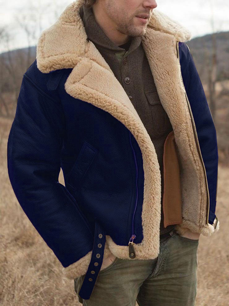 Thickened Leather-and-fur Mens Casual Jacket