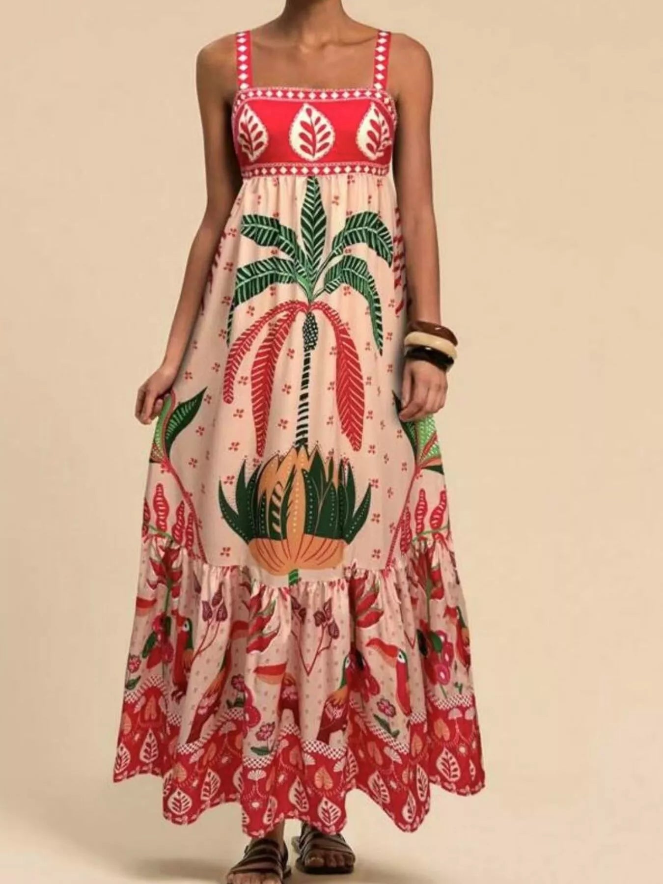 Printed Square Neck Maxi Dress