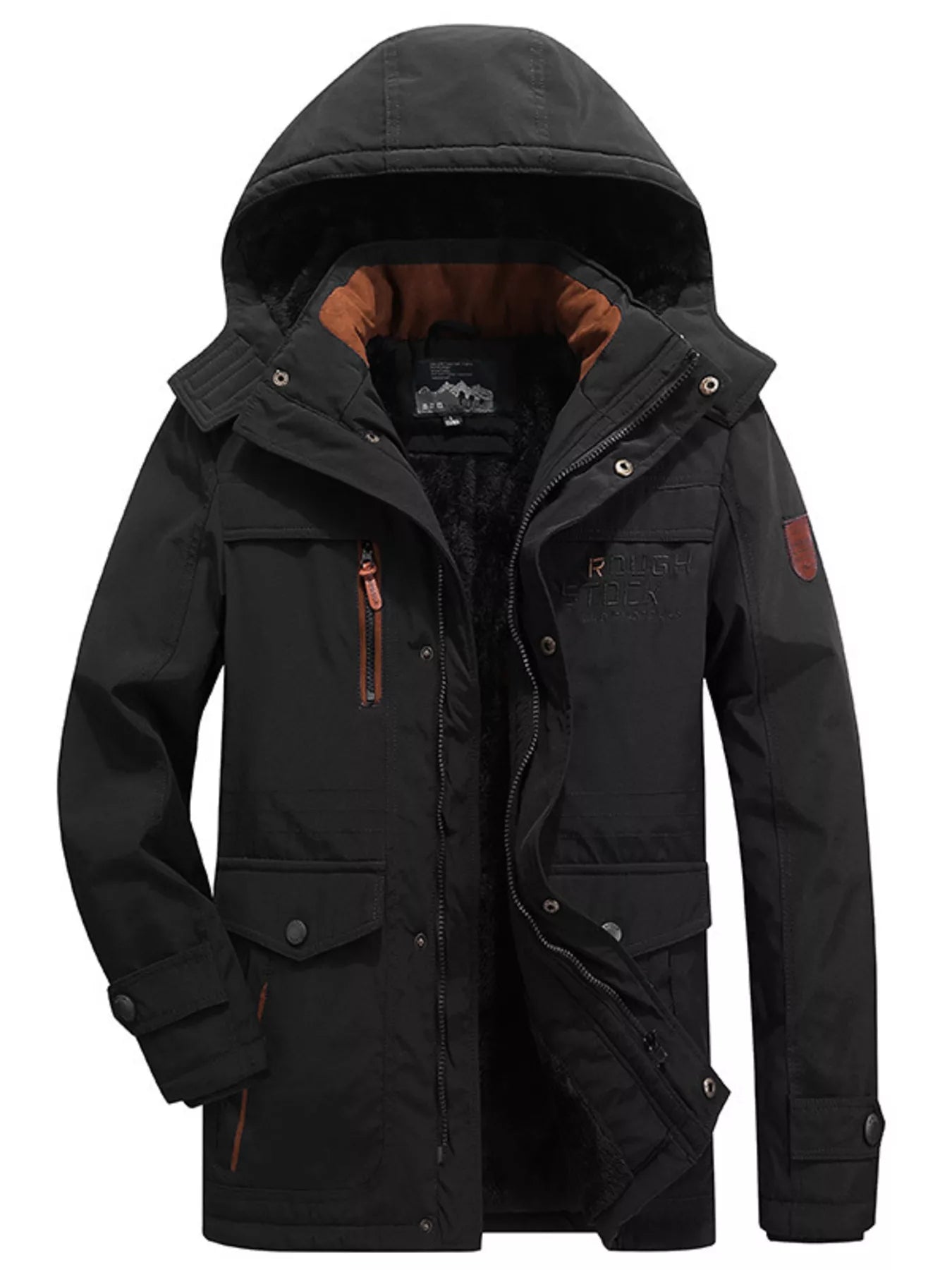 Men's Plus Size Winter Zip Up Hooded Parka Jacket