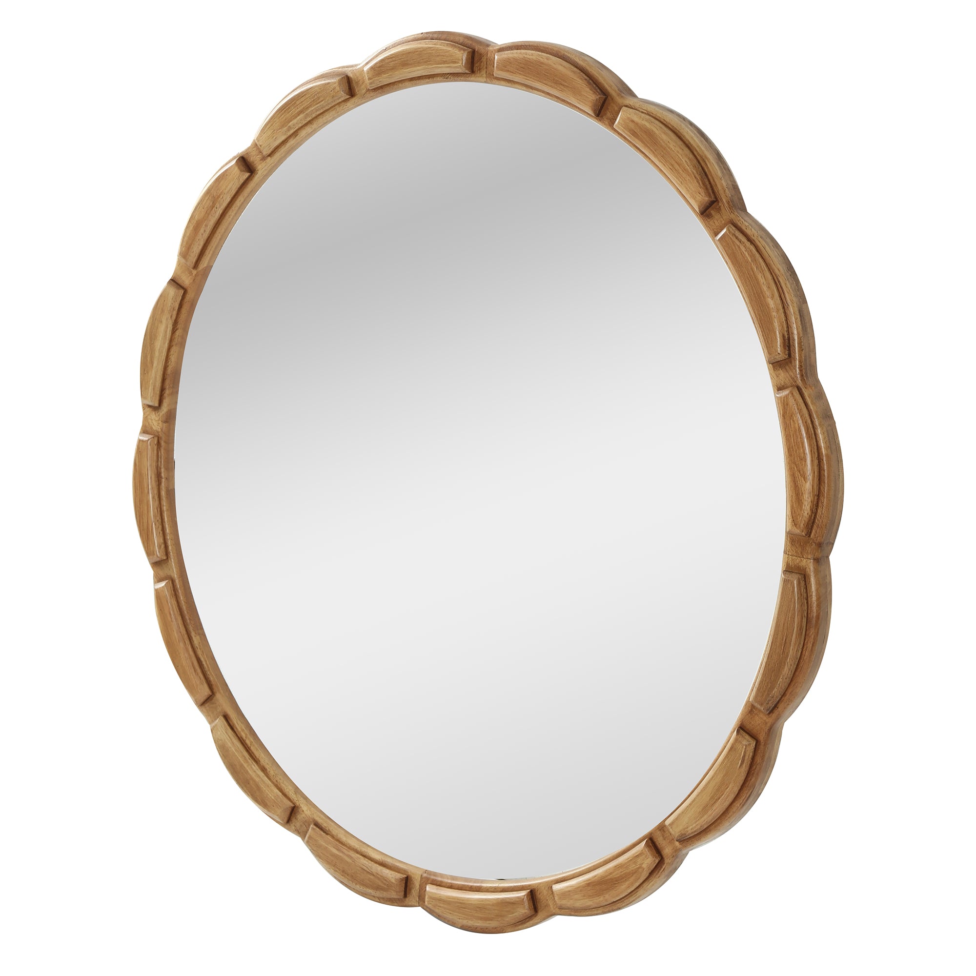 Round Solid Wood Wall Mirror - 31.5" Rustic Farmhouse