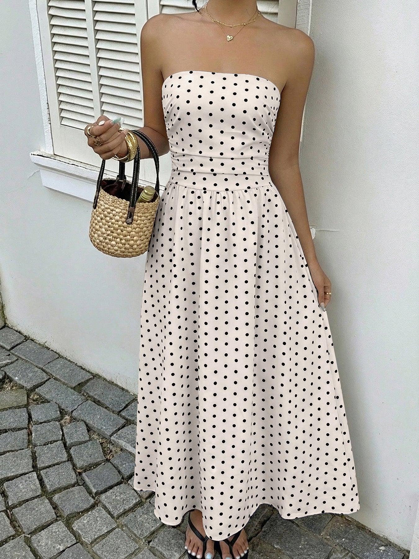 Polka Dot Tube A-Line Dress