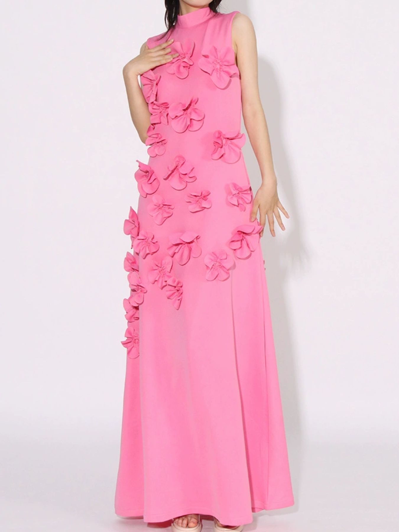 Floral Applique Sleeveless Maxi Dress
