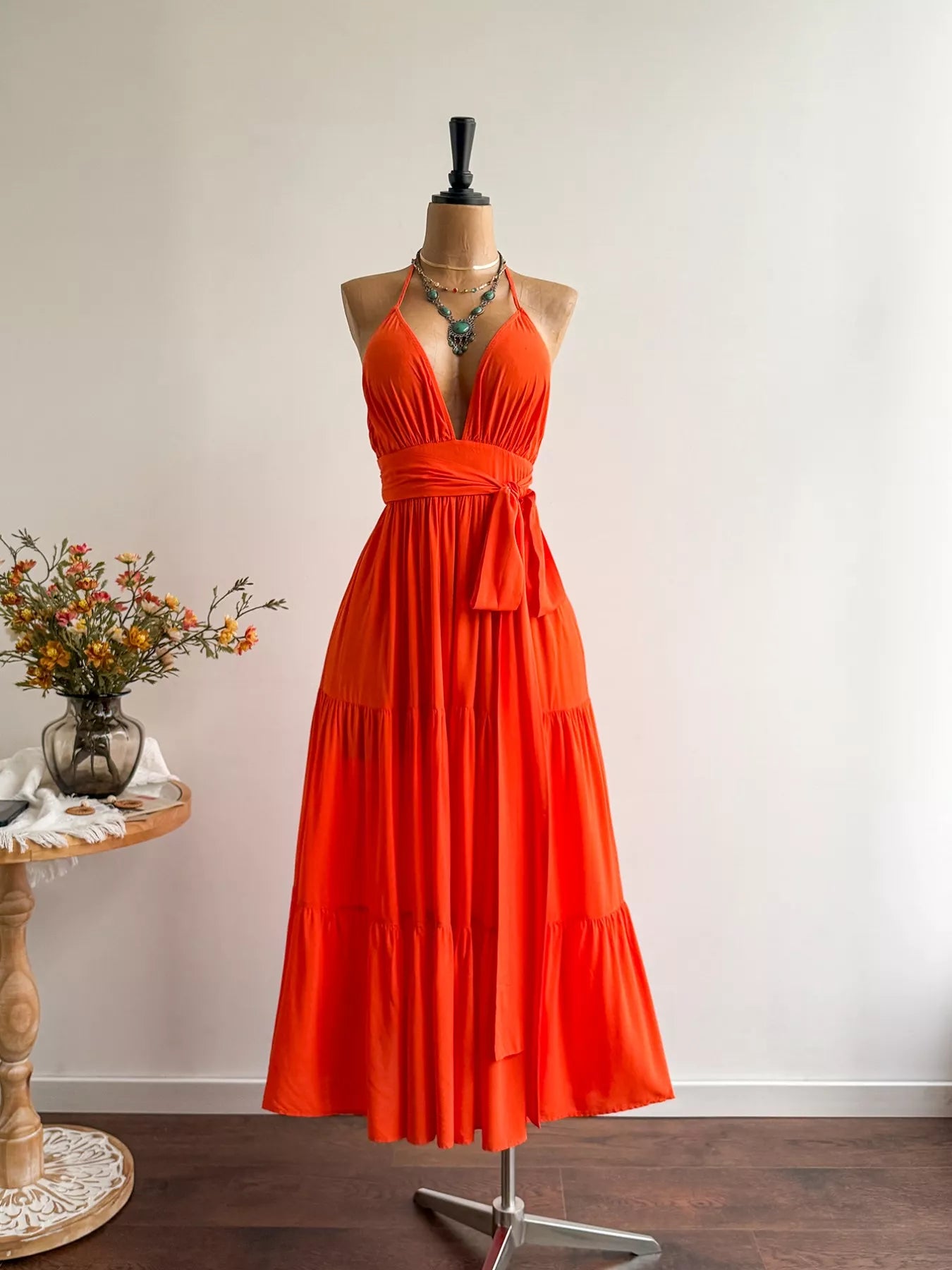 Halter Neck Tiered Dress