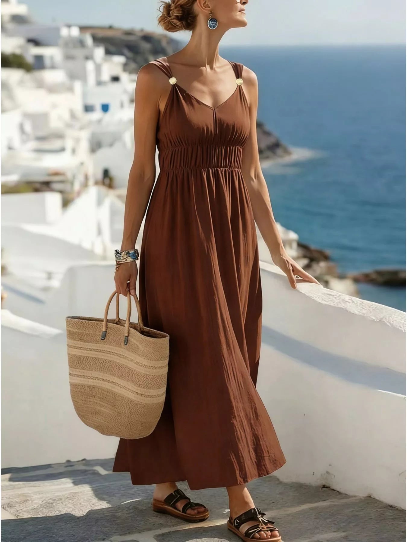 V-Neck Sleeveless Maxi Dress
