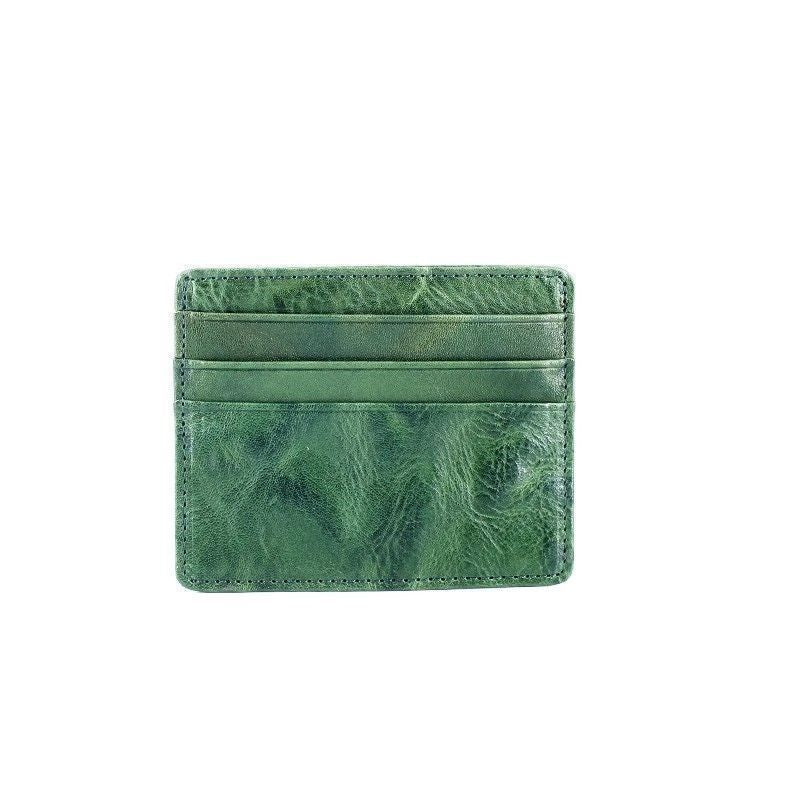 Retro Card Holder Large Capacity Oil-waxed Leather For Drivers License And ID