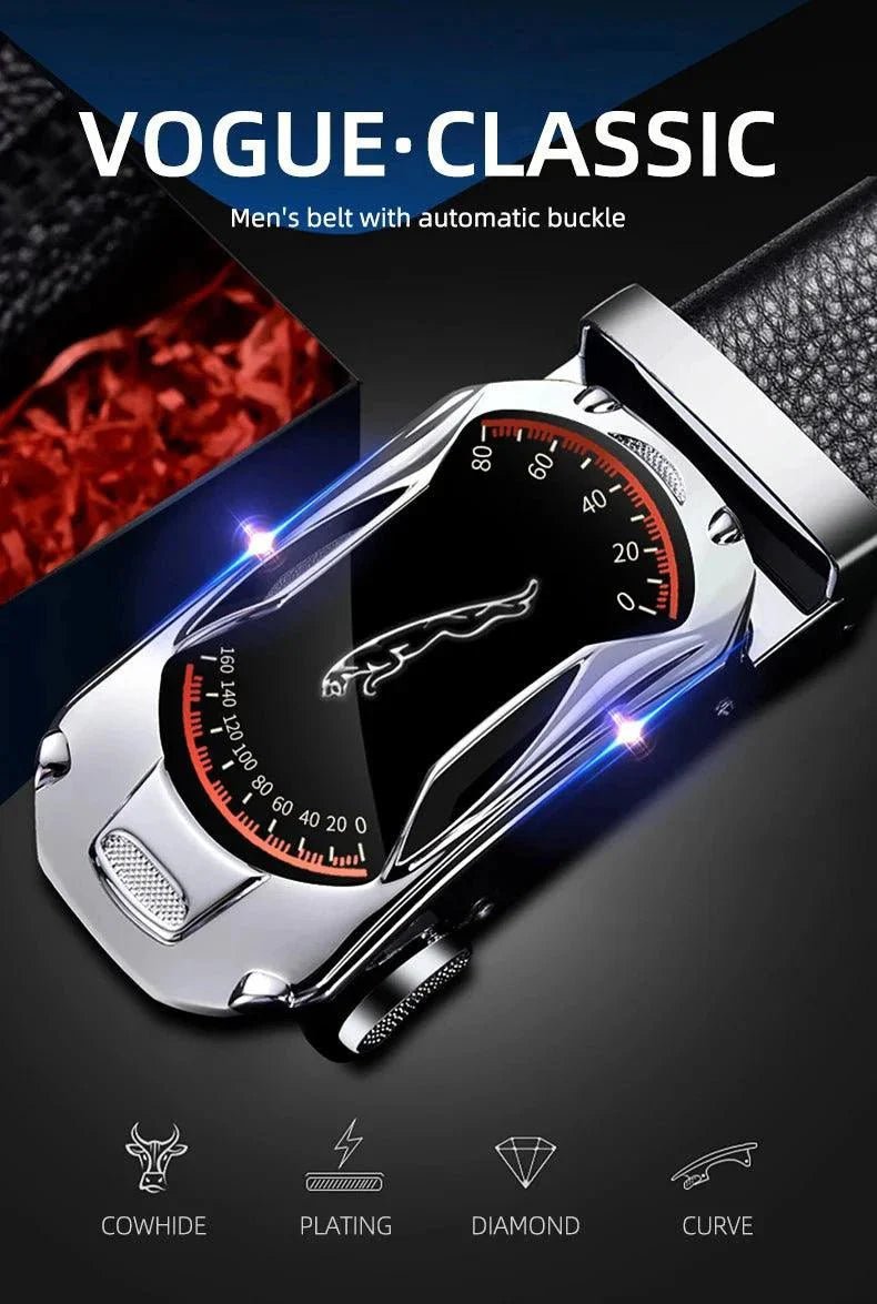 Belts for 3.5cm Width Sports Car Brand Fashion Automatic Buckle Black Genuine Leather Men's Jeans High Quality Waist Male Strap - Overture Gifts