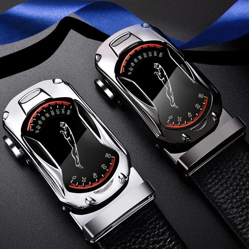 Belts for 3.5cm Width Sports Car Brand Fashion Automatic Buckle Black Genuine Leather Men's Jeans High Quality Waist Male Strap - Overture Gifts