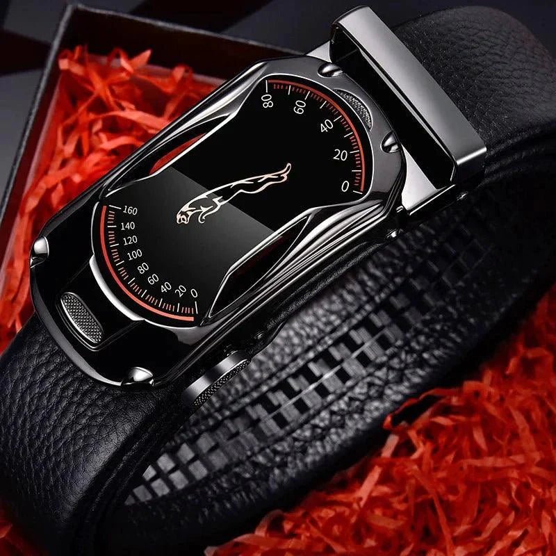 Belts for 3.5cm Width Sports Car Brand Fashion Automatic Buckle Black Genuine Leather Men's Jeans High Quality Waist Male Strap - Overture Gifts
