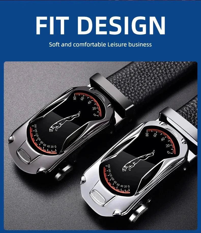 Belts for 3.5cm Width Sports Car Brand Fashion Automatic Buckle Black Genuine Leather Men's Jeans High Quality Waist Male Strap - Overture Gifts